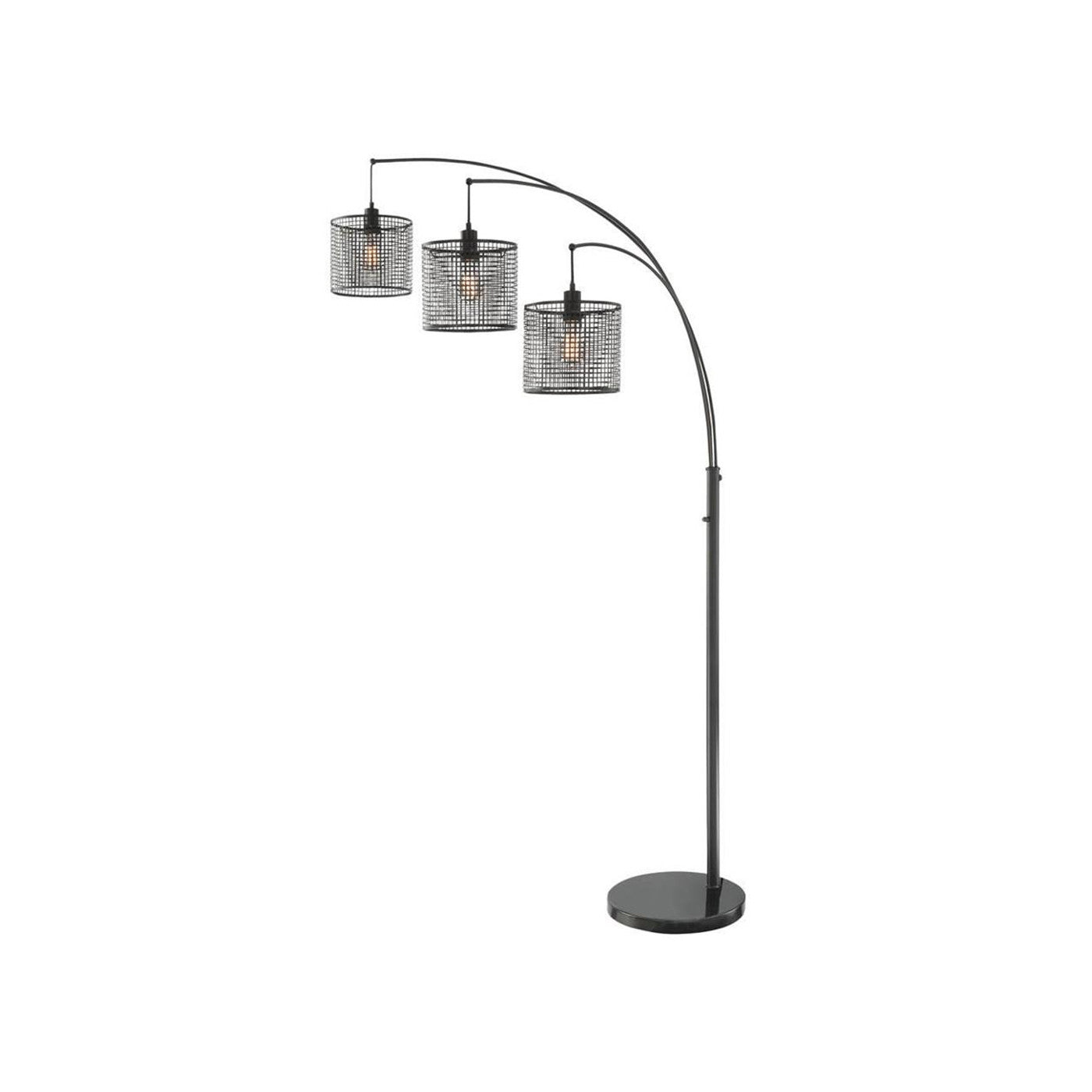 Black Caged 3-Light Arc Lamp With Edison Bulbs 86.5