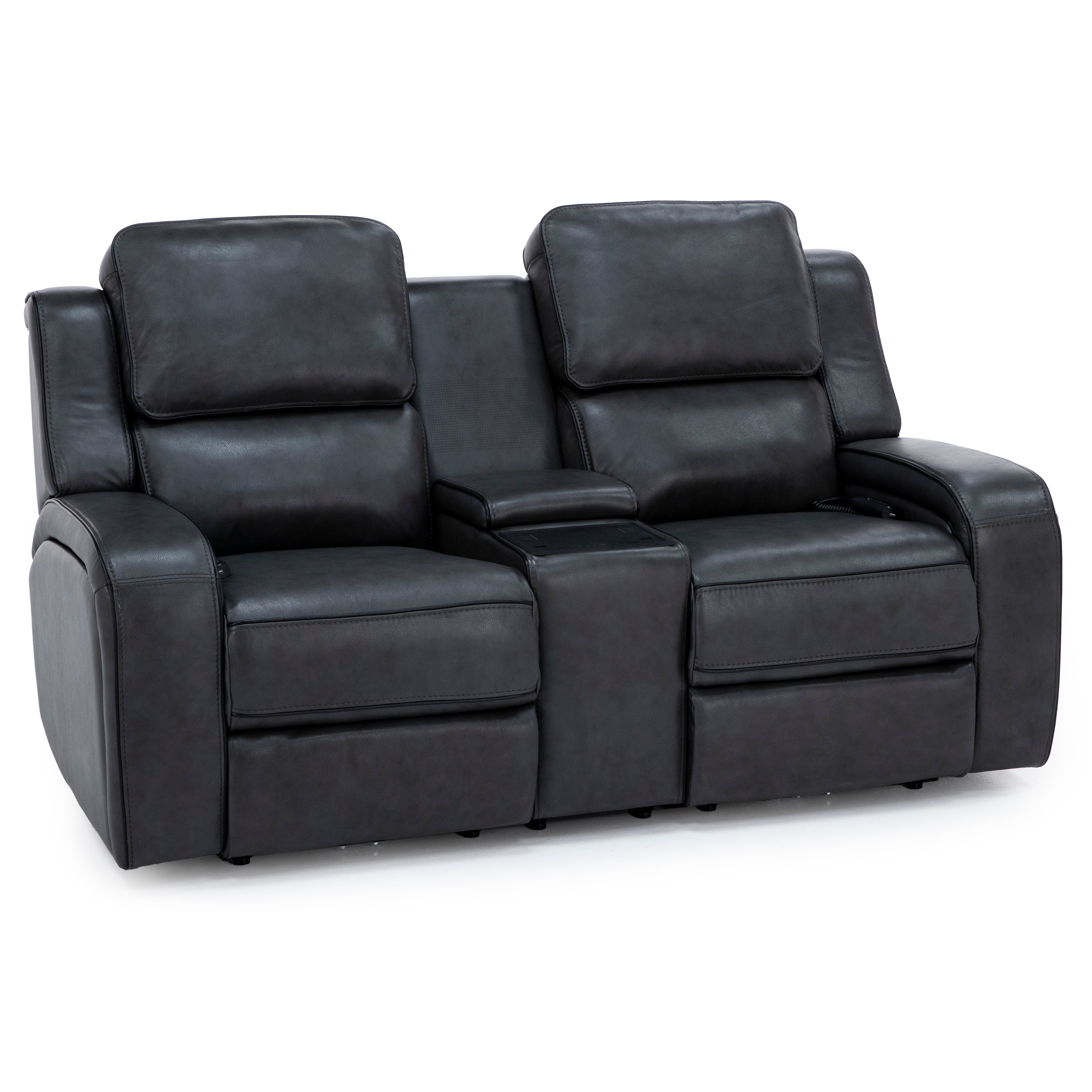 leonoah Liam Leather Fully Loaded Zero Gravity Console Reclining Loveseat