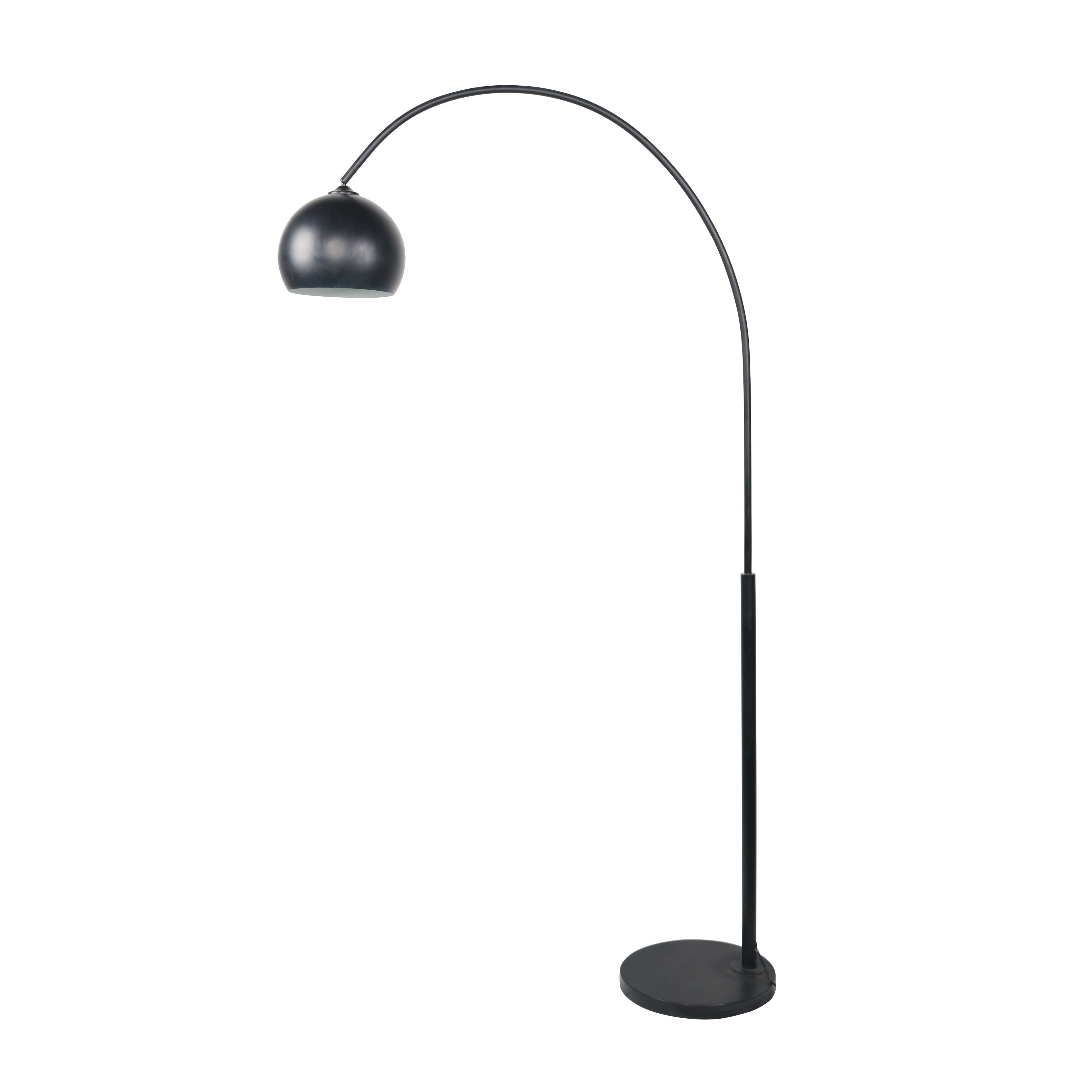 Black Metal Single Floor Arc Lamp 75"H
