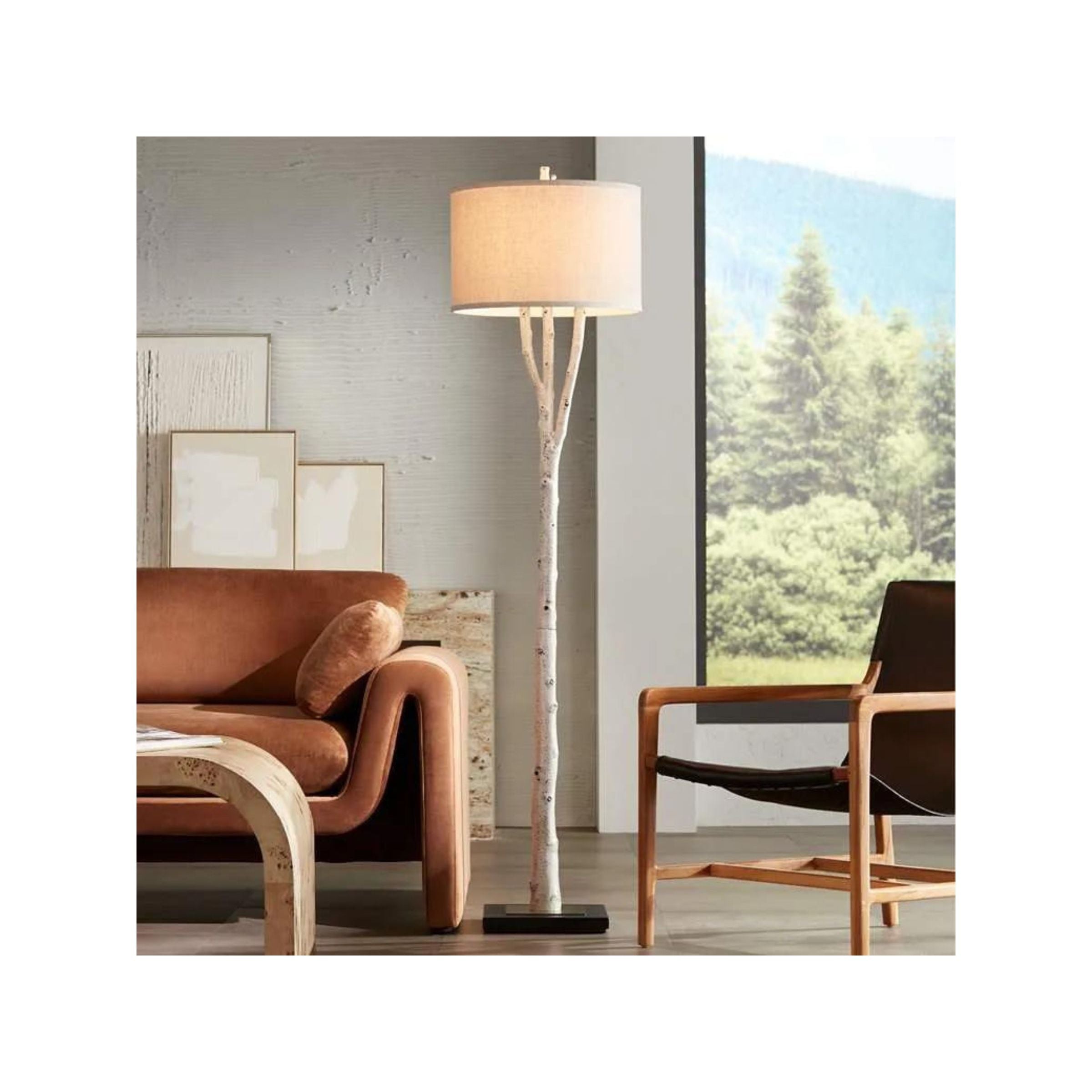 Faux Birch Tree Floor Lamp 68.5"H