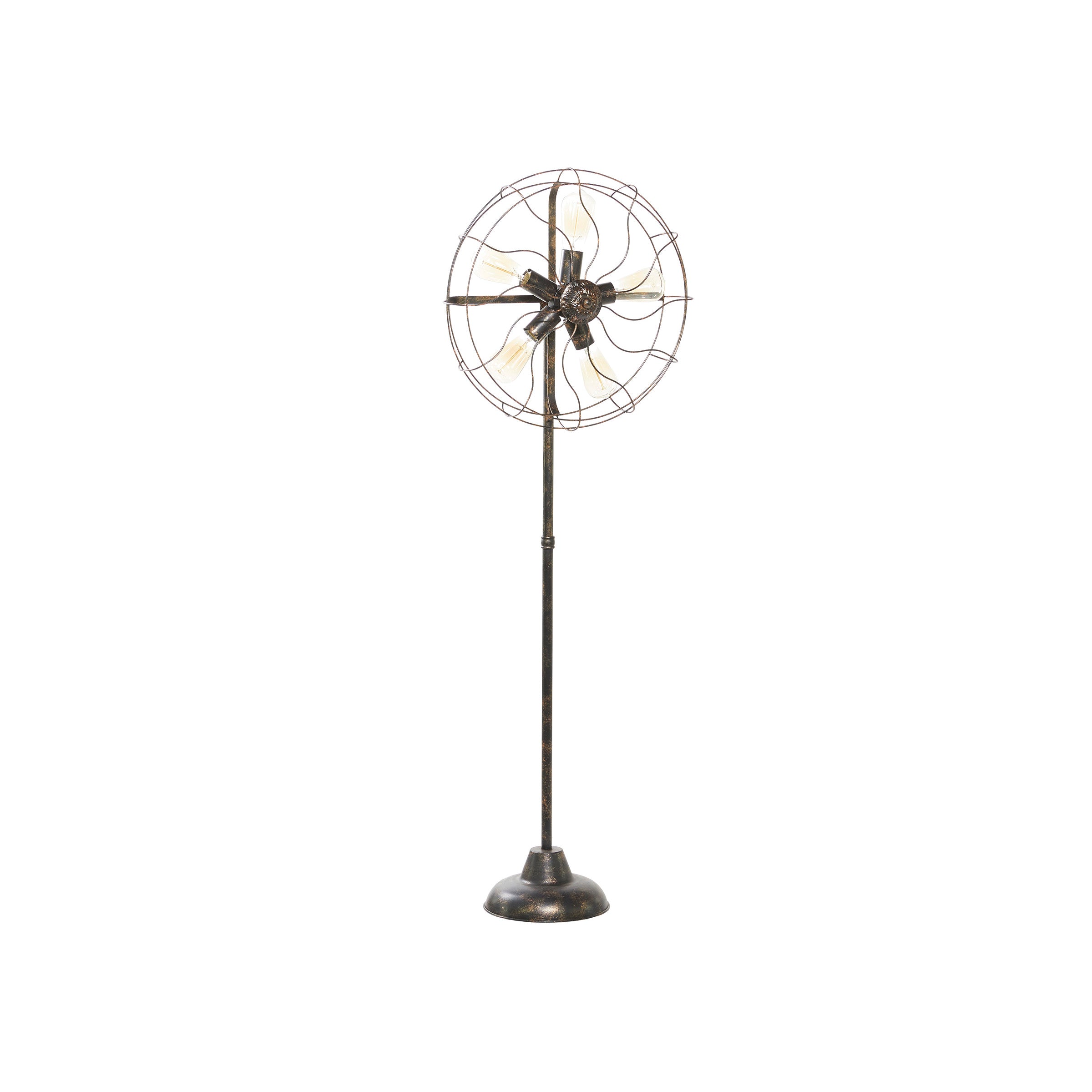 Bronze Metal Fan Floor Lamp 55"H