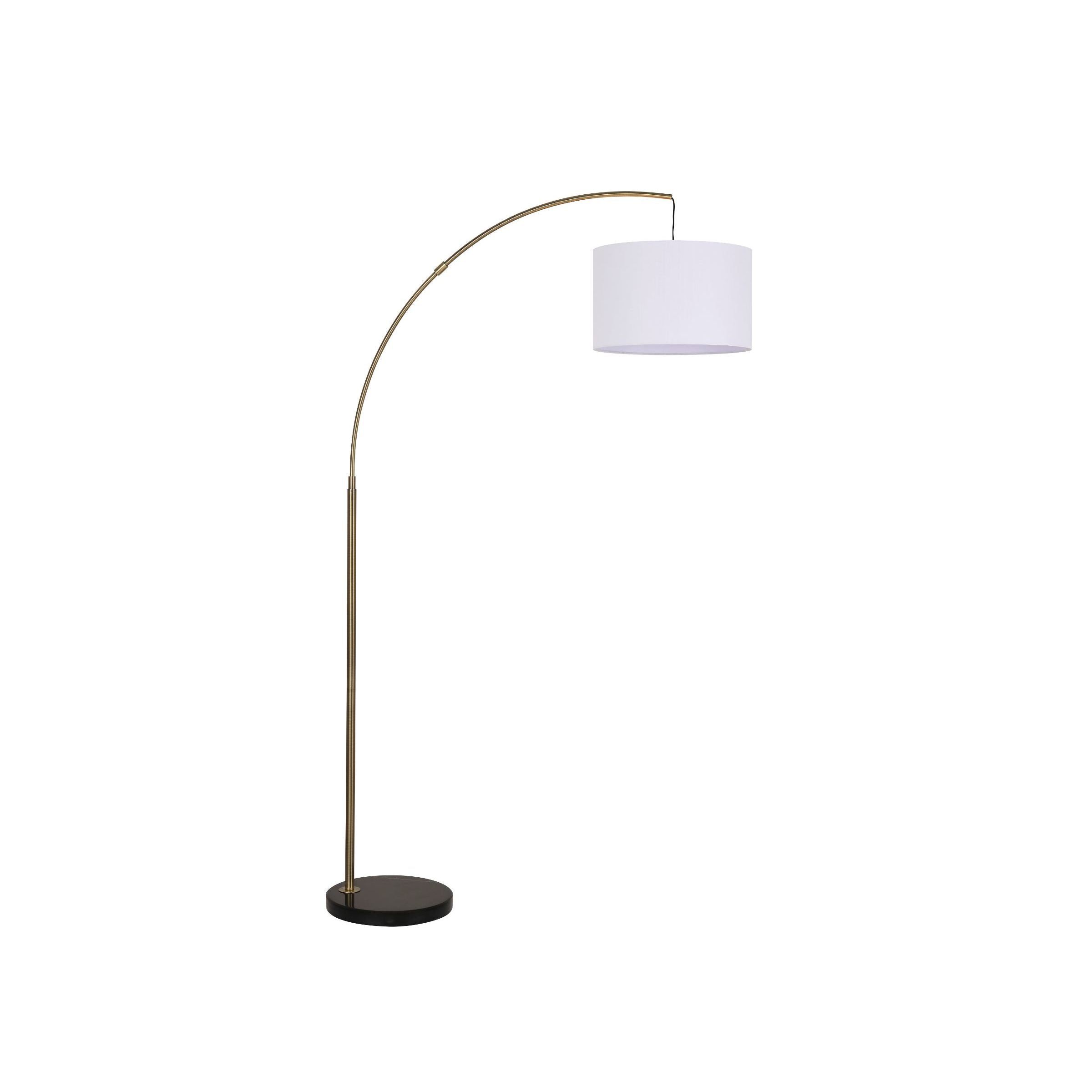 Antique Brass Metal Arc with Marble Base Floor Lamp 75.5"H