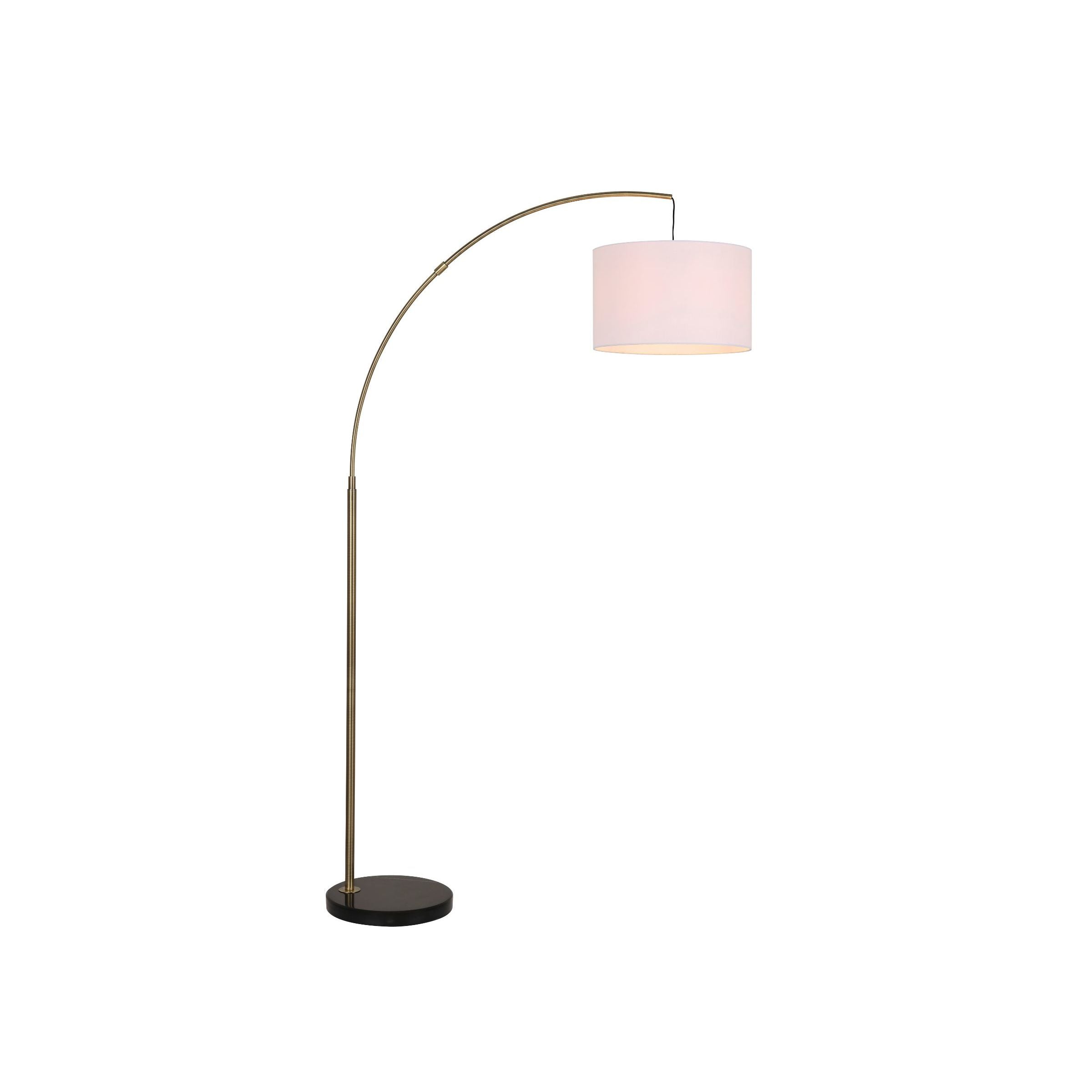 Antique Brass Metal Arc with Marble Base Floor Lamp 75.5"H