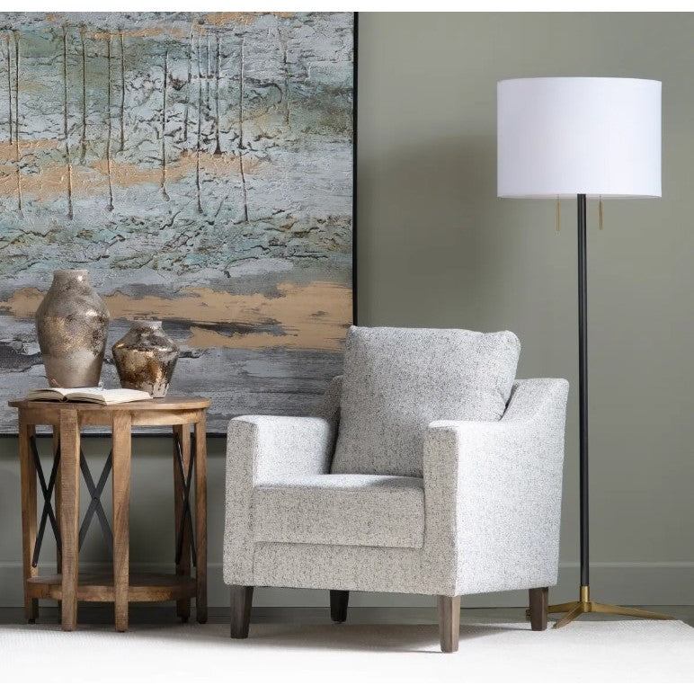Black and Brass Metal Floor Lamp 62"H