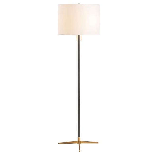 Black and Brass Metal Floor Lamp 62"H