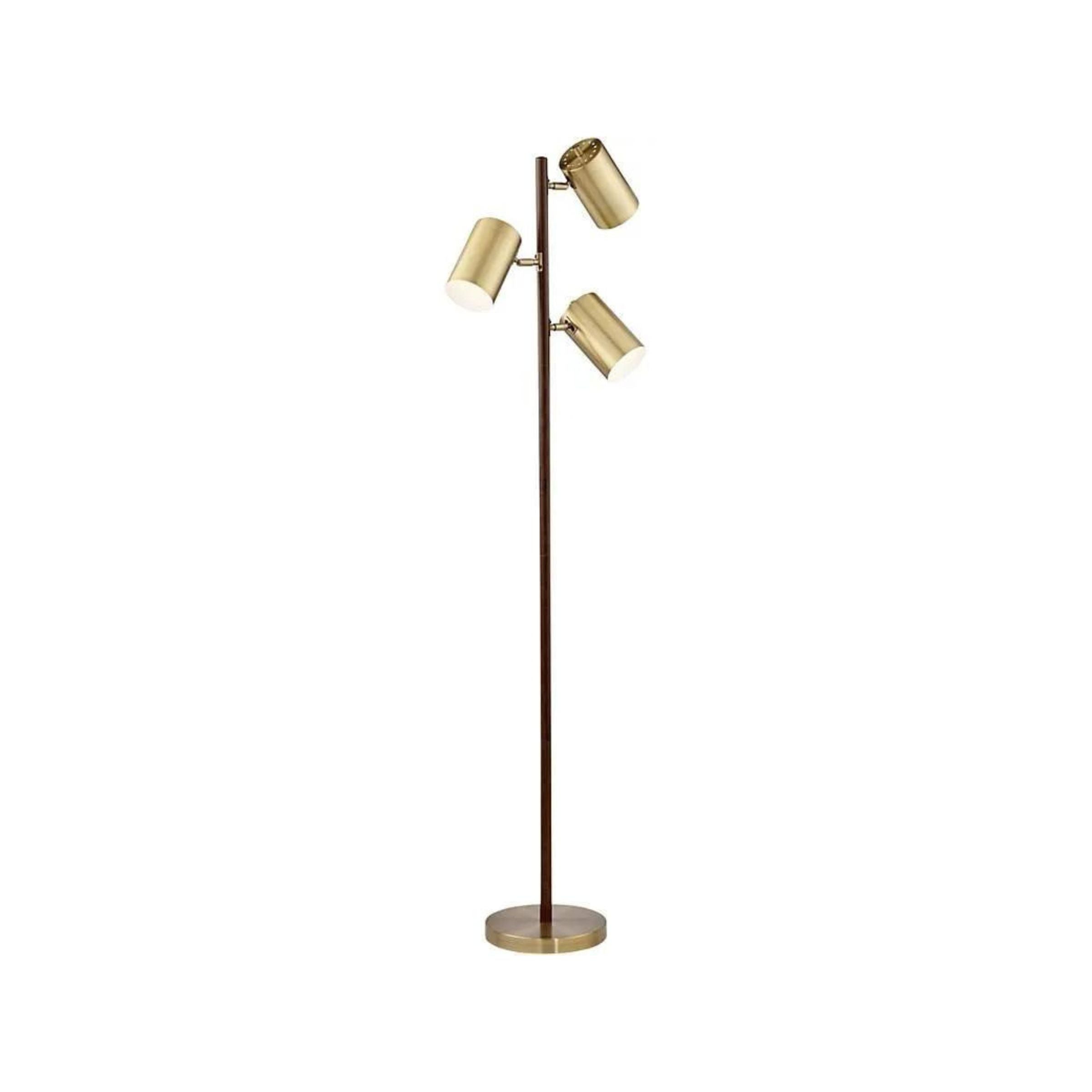 Brass 3-Lite Floor Lamp 63.5"H