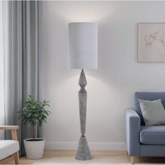Grey Faux Wood Floor Lamp 67"H