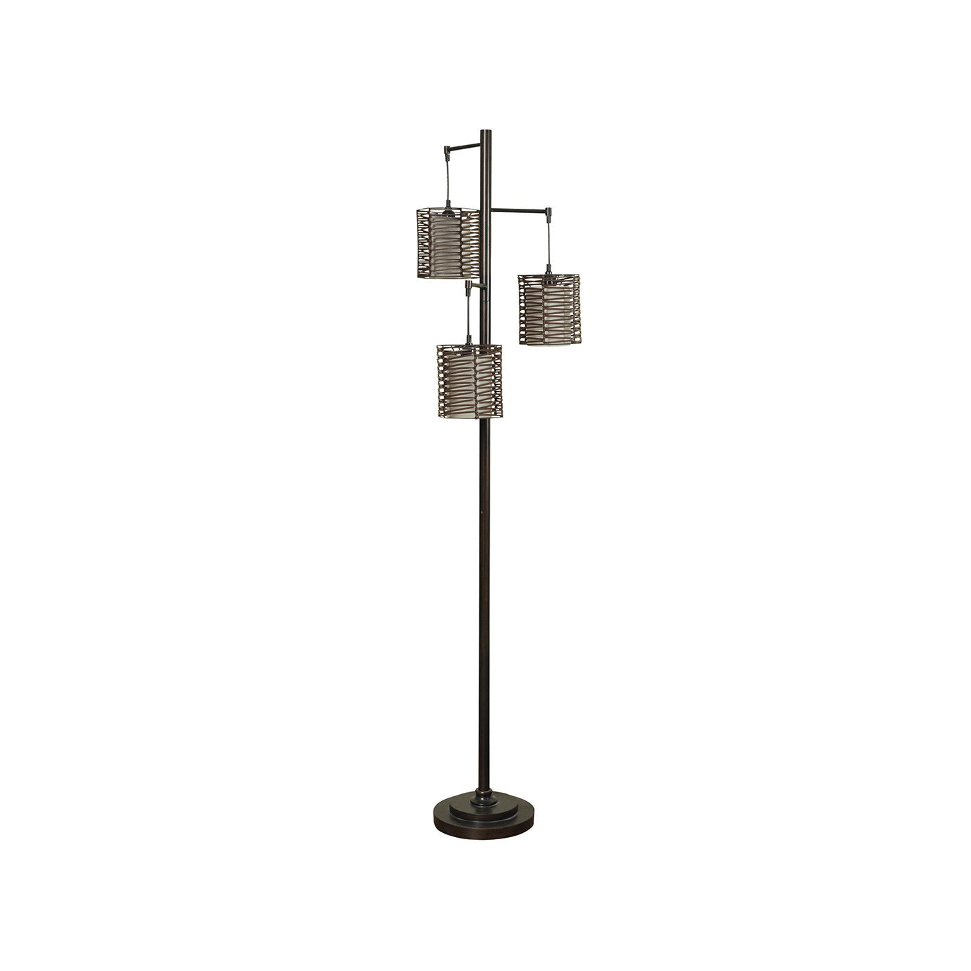 Bronze With Handwoven Shades Floor Lamp 71.5"H