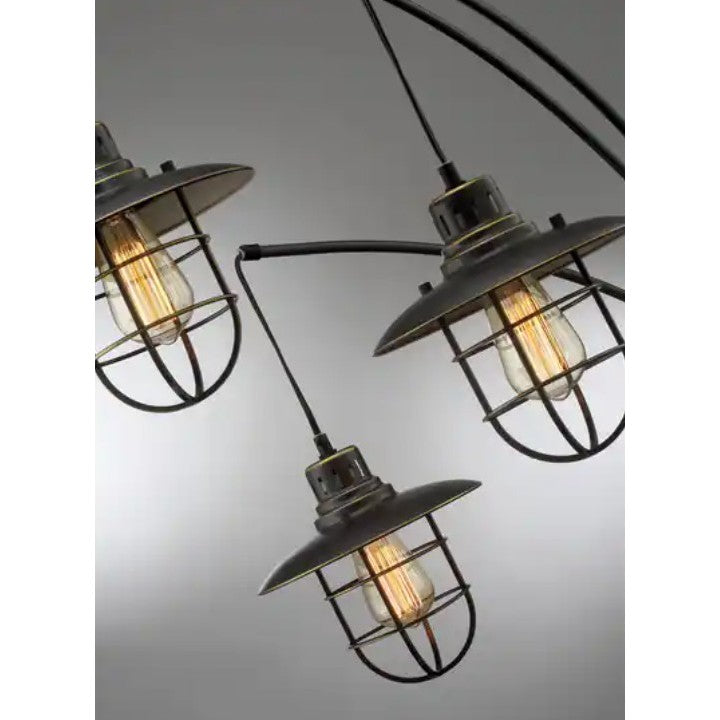 Bronze Lanterna II Arc Lamp with Edison Bulbs 89"H
