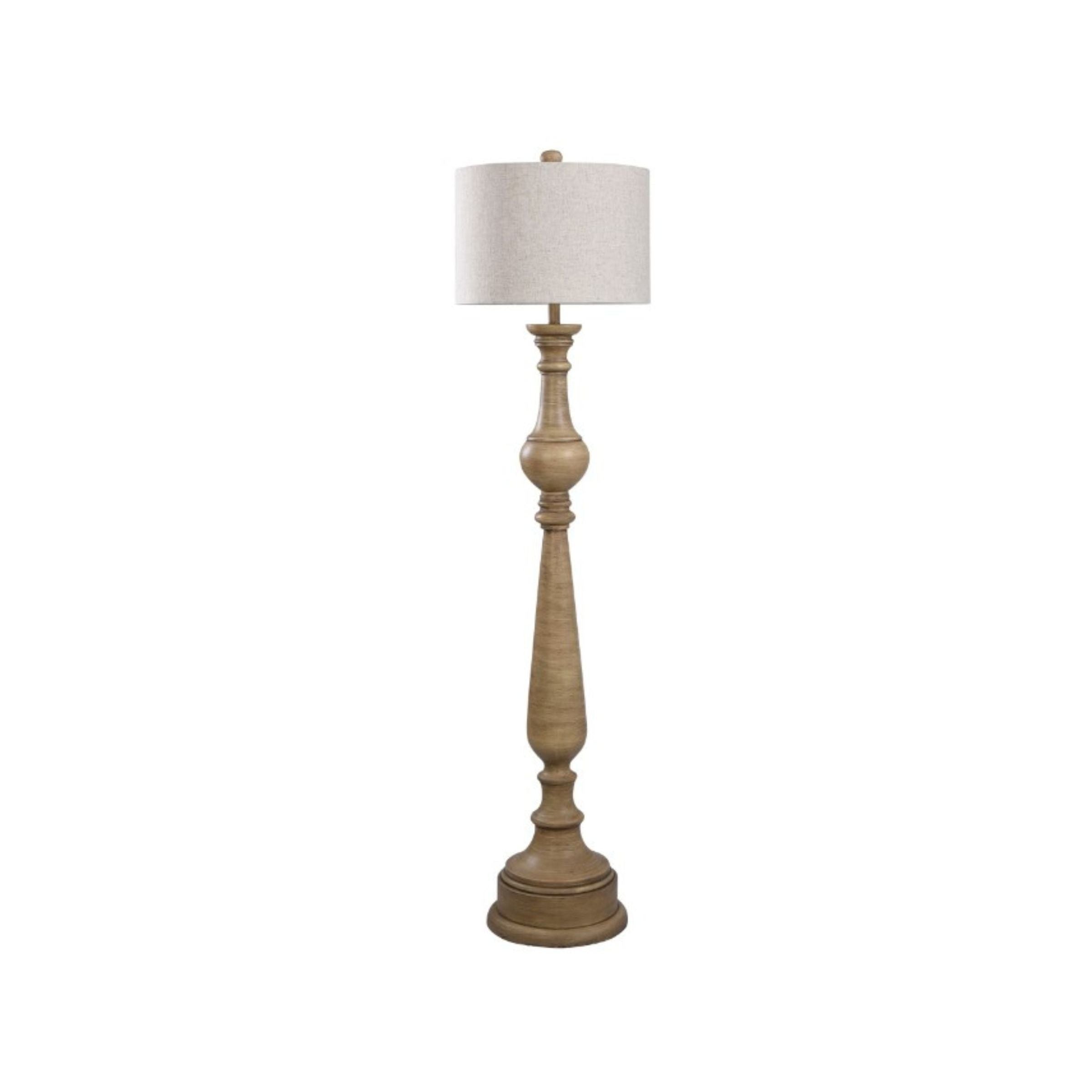 Taupe Turned Floor Lamp 65.5"H