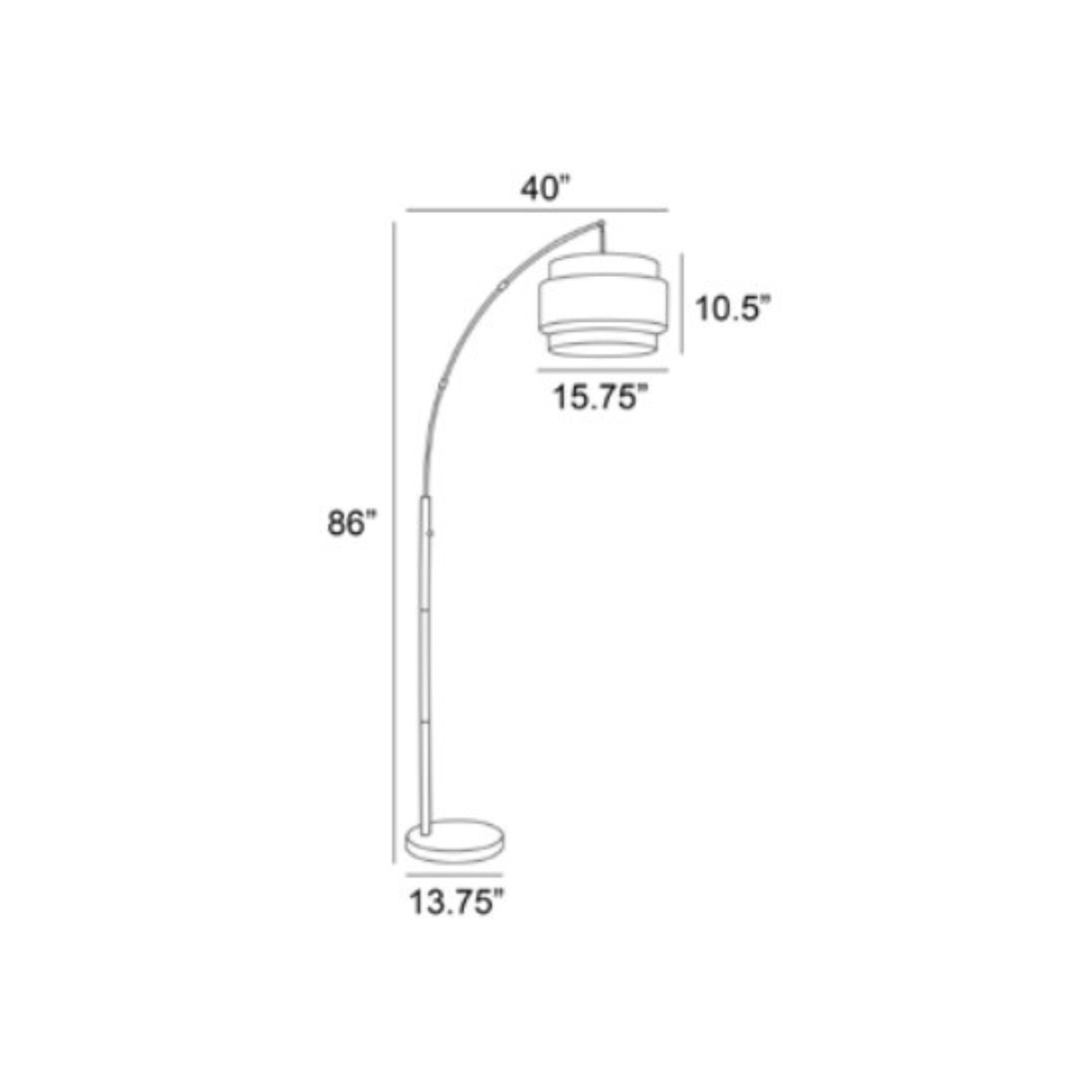 Black Metal With Layered Shade Arc Floor Lamp 86"H