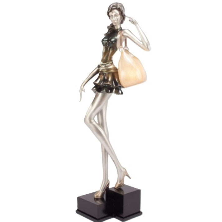 Metallic Olive Lady with Purse Floor Lamp 72"H