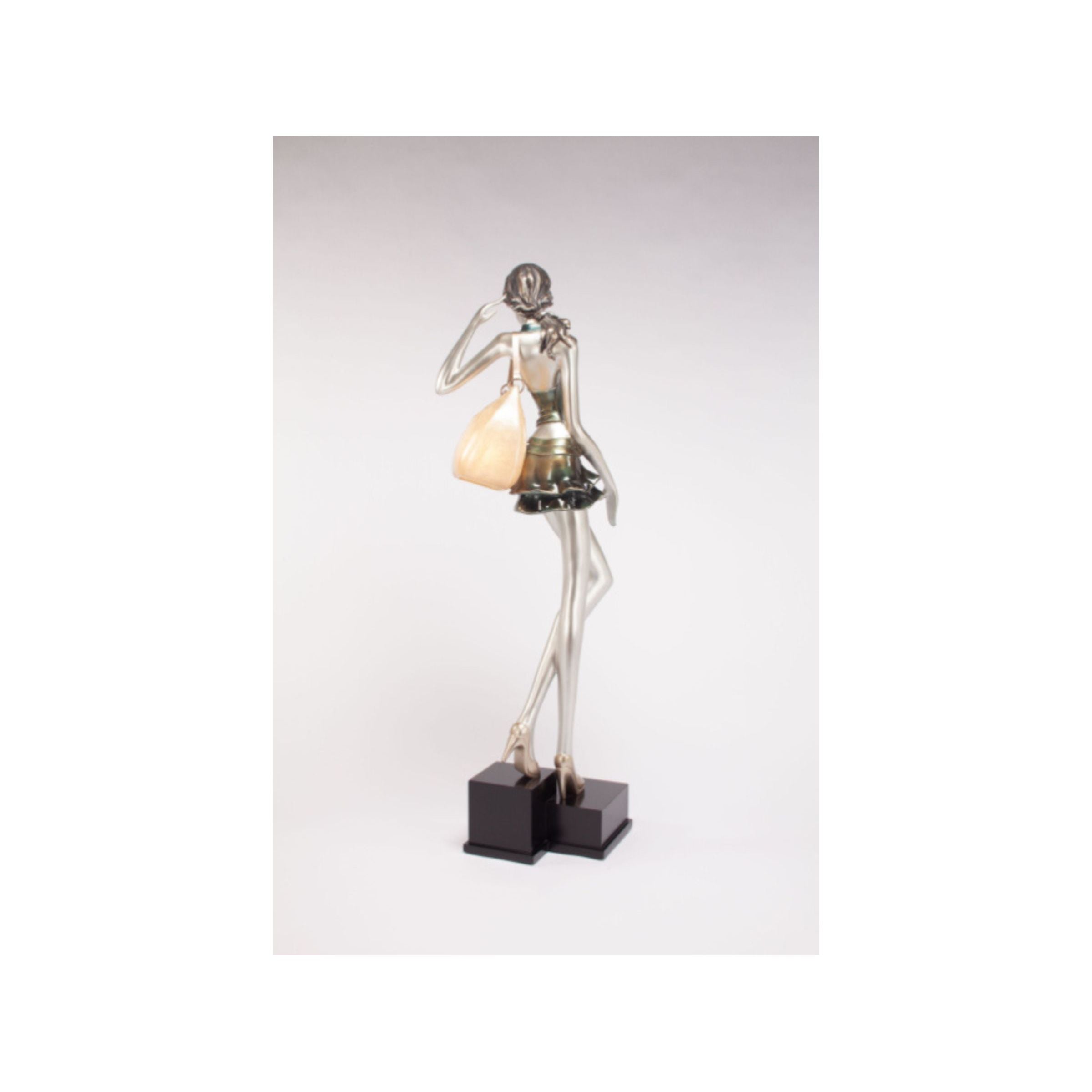 Metallic Olive Lady with Purse Floor Lamp 72"H