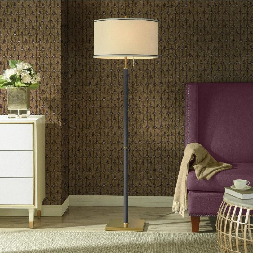 Black and Brass Finish Floor Lamp 63"H