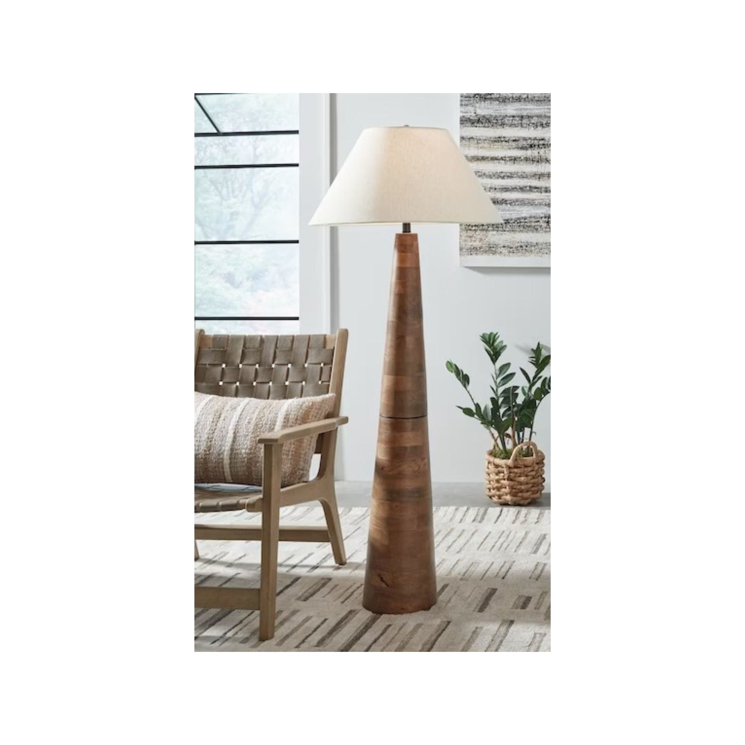 Honey Wood Floor Lamp 58"H