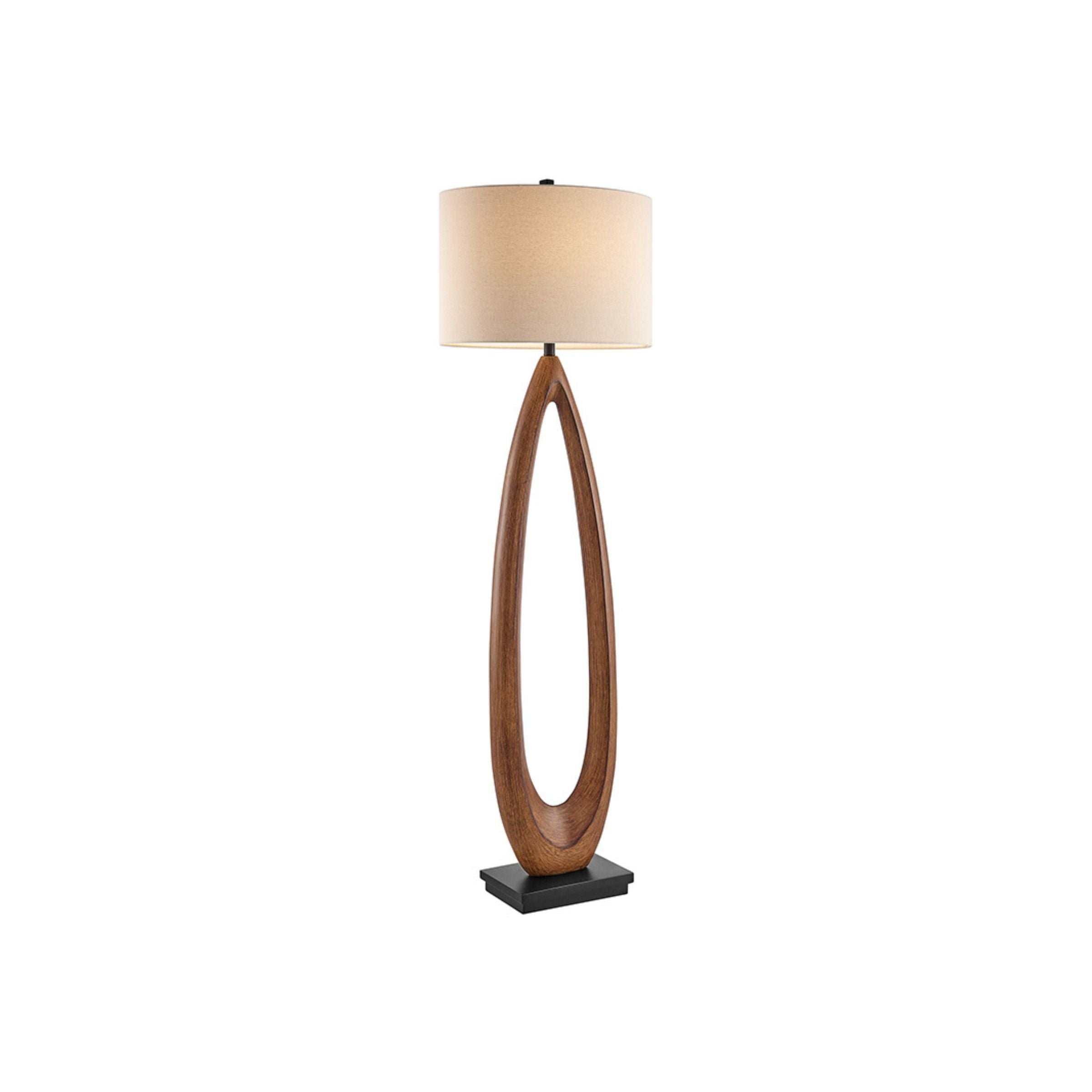 Brown Faux Wood Tear Drop Floor Lamp 65"H