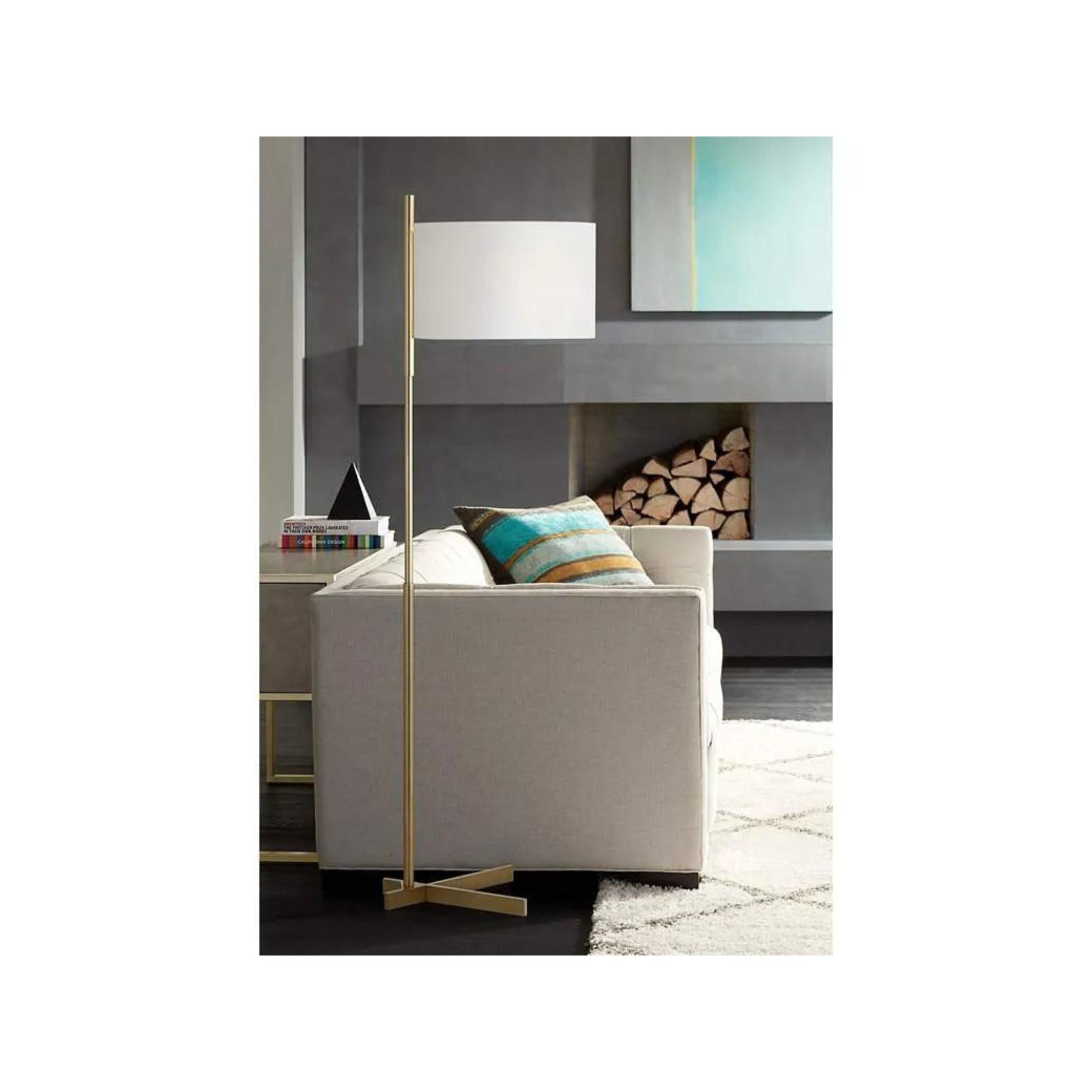 Warm Gold Floor Lamp 64"H