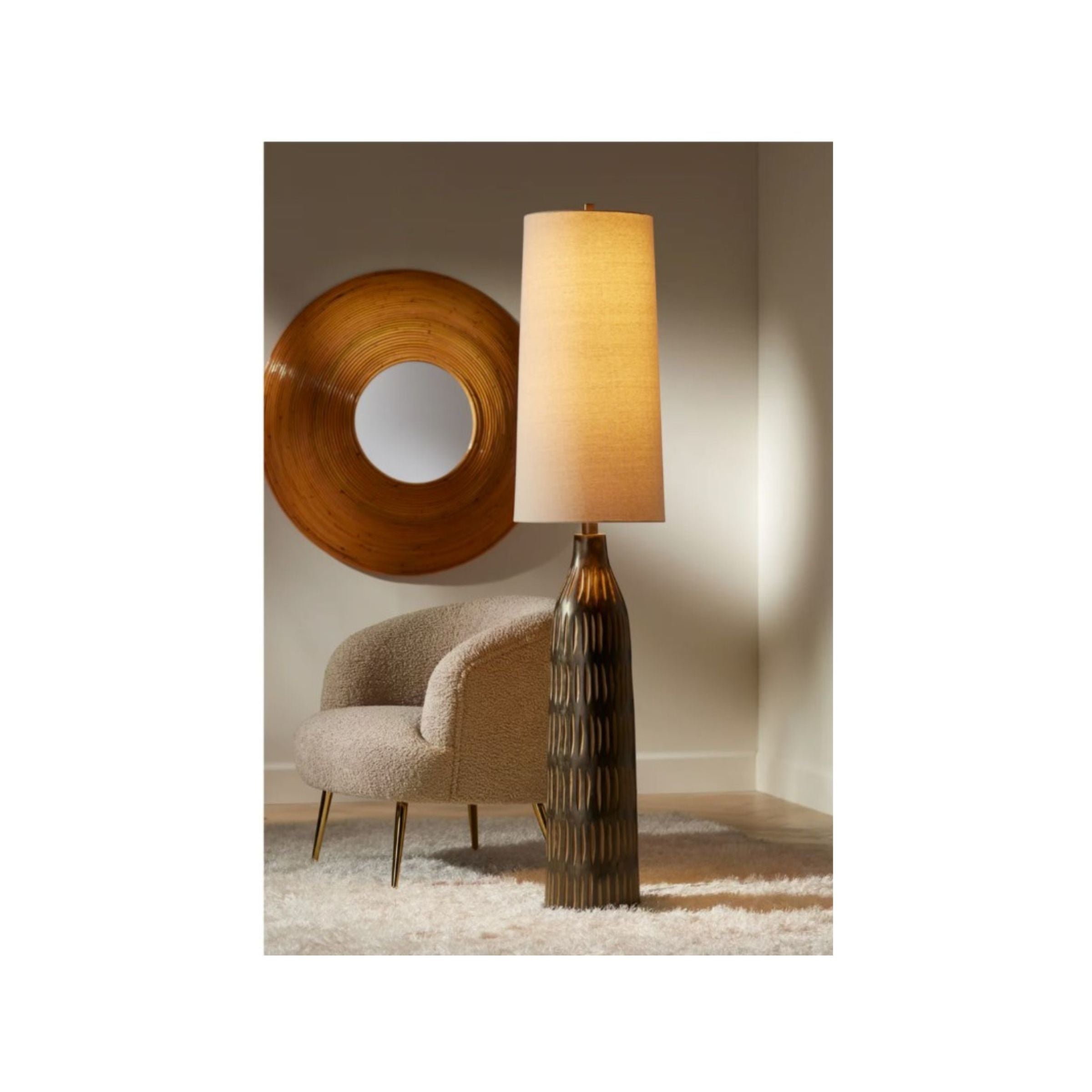 Espresso Carved Floor Lamp 66.5"H
