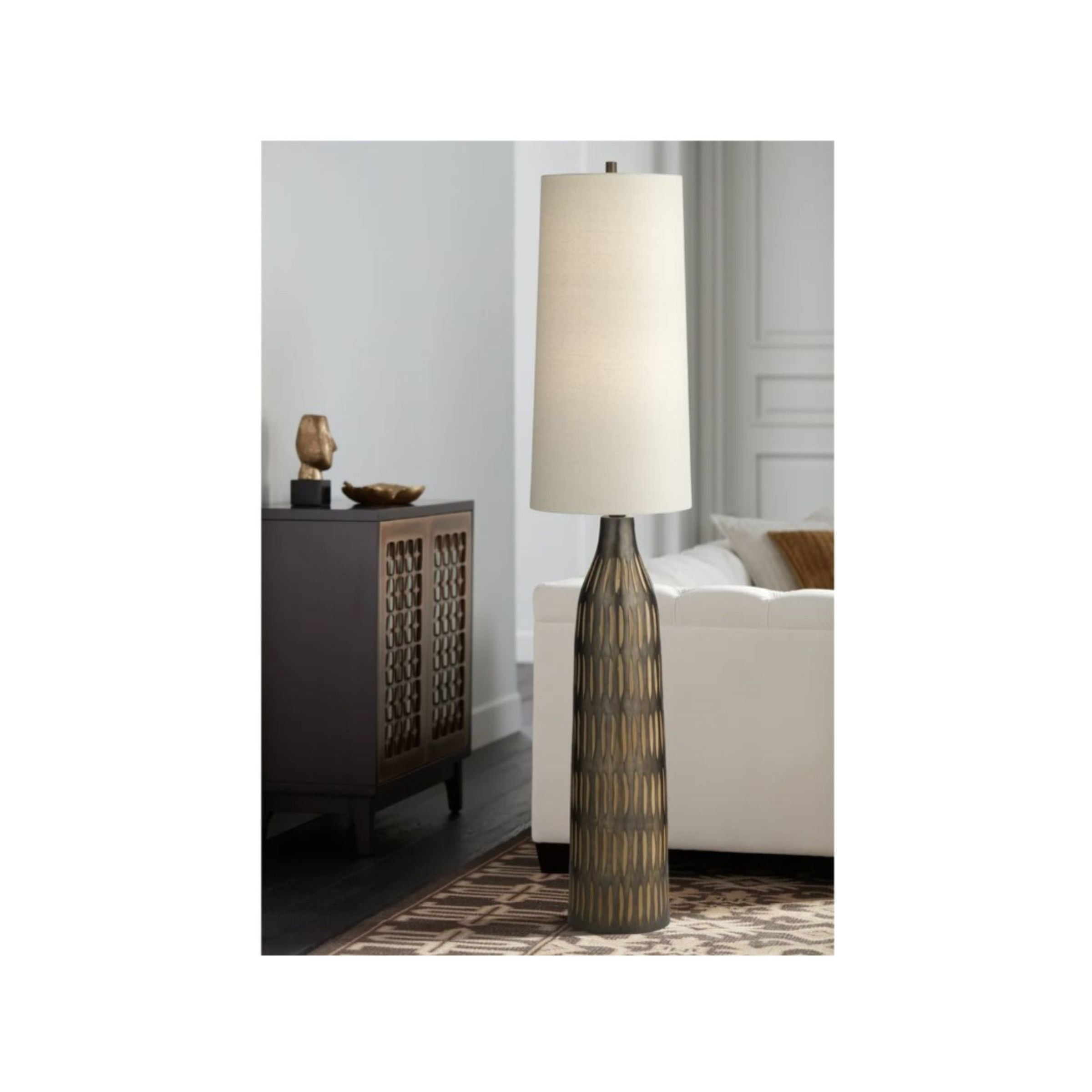 Espresso Carved Floor Lamp 66.5"H