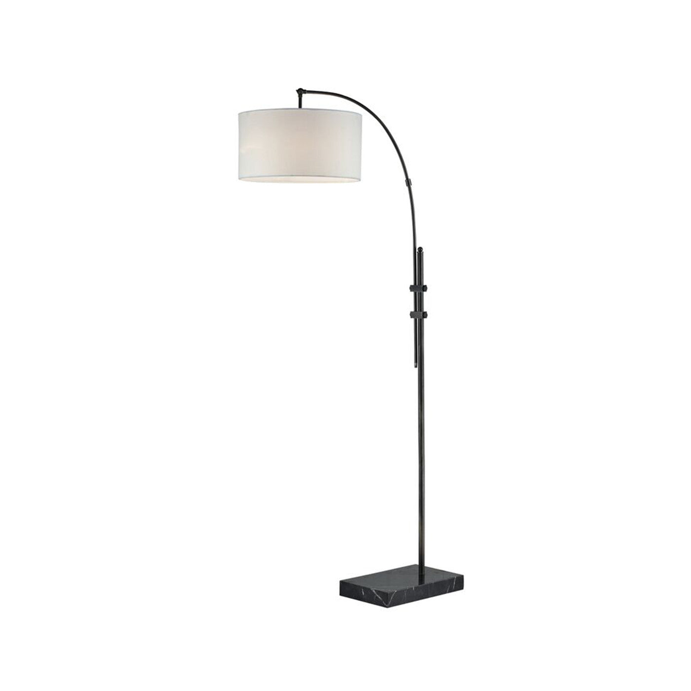 Bronze With Drum Shade Single Lite Marble Base Arc Floor Lamp 72"H