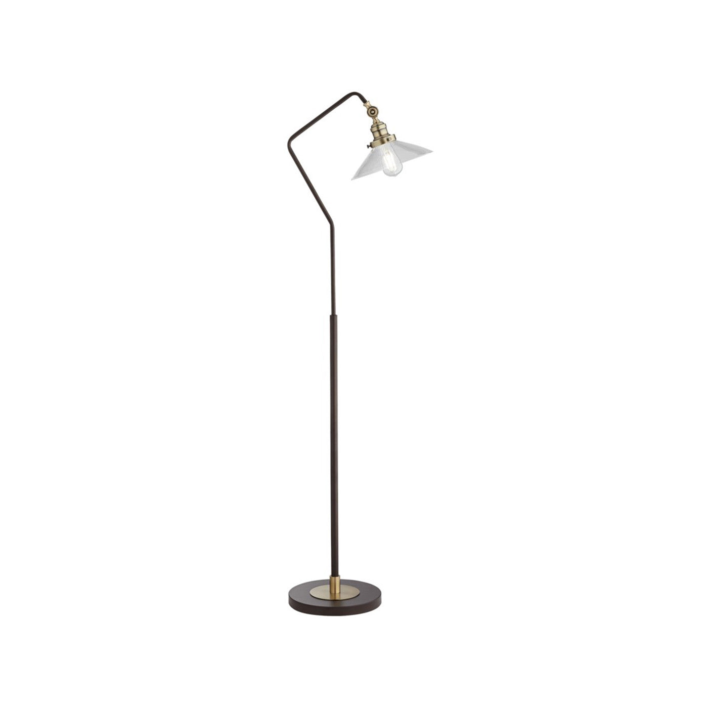 Bronze Metal with Glass Shade Floor Lamp 56"H  Bulb Included