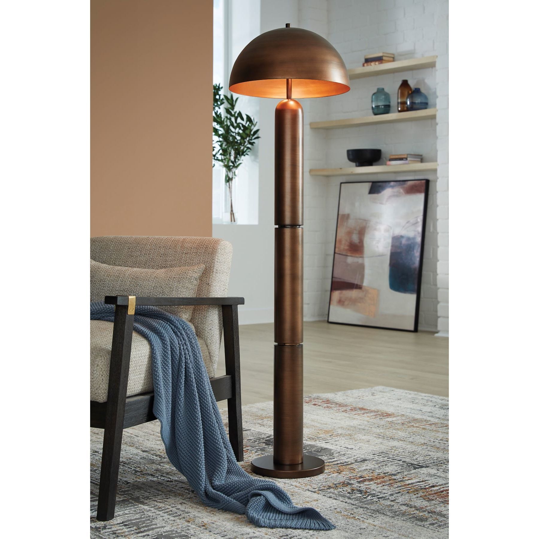 Bronze Metal Dome Floor Lamp 61.5"H
