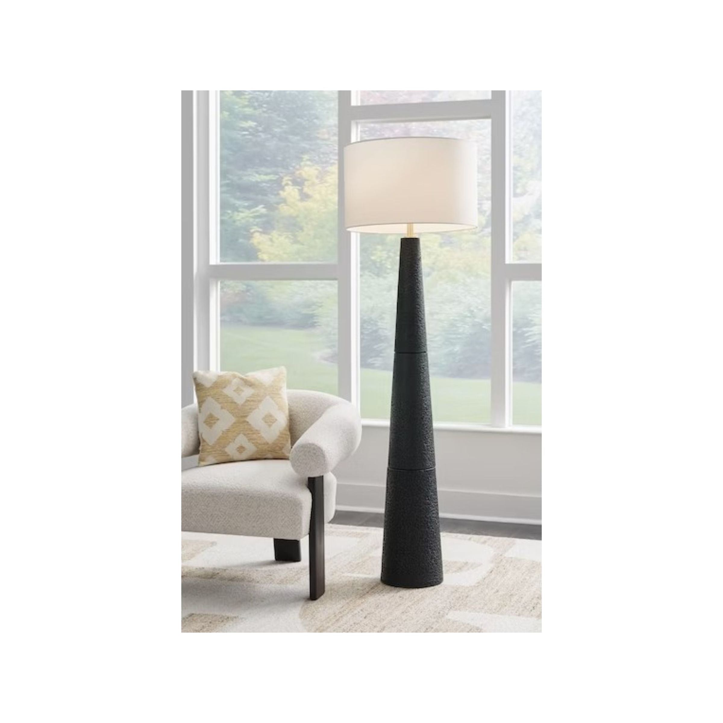 Black Textured Floor Lamp 69.5"H