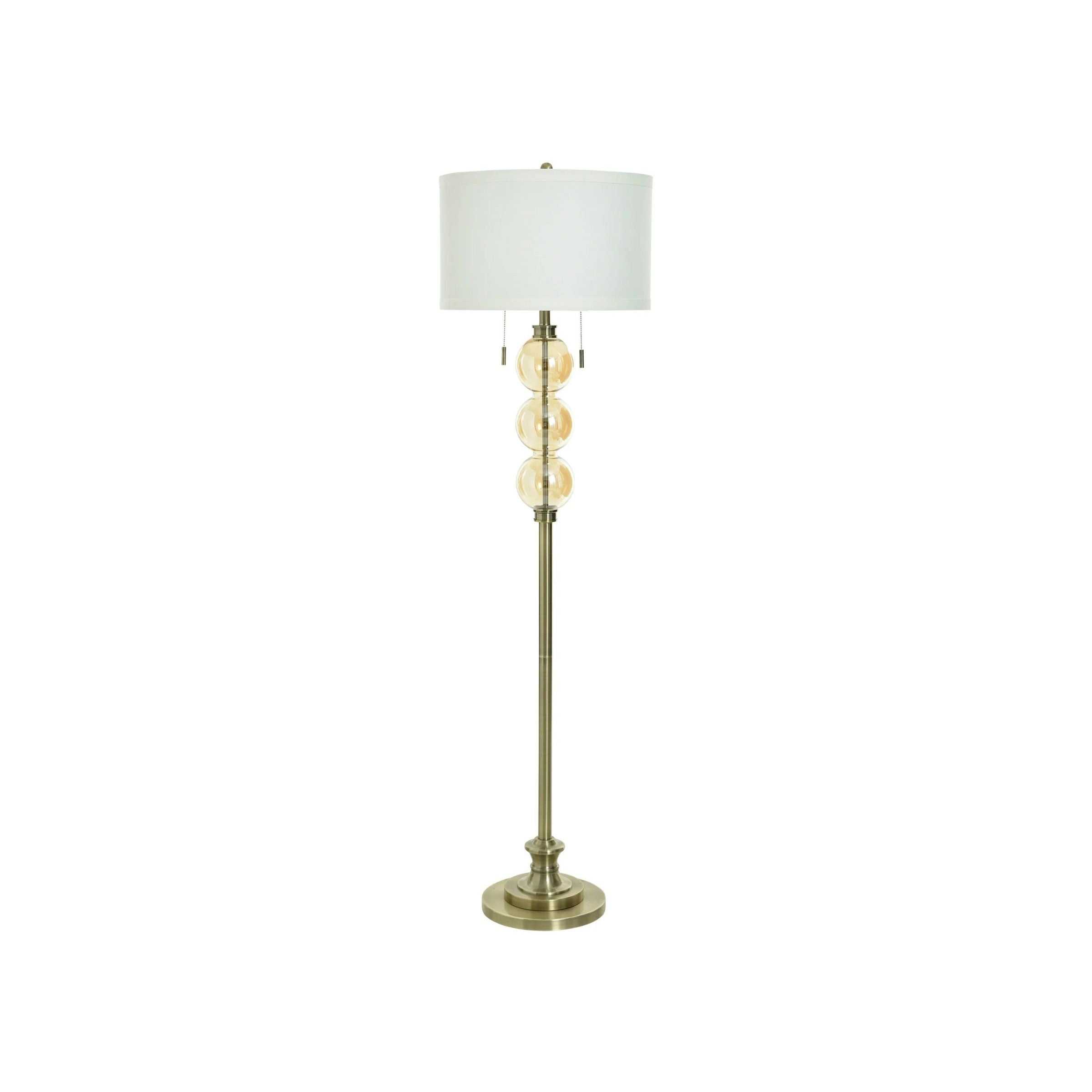 Brass with Glass Balls Floor Lamp 66"H