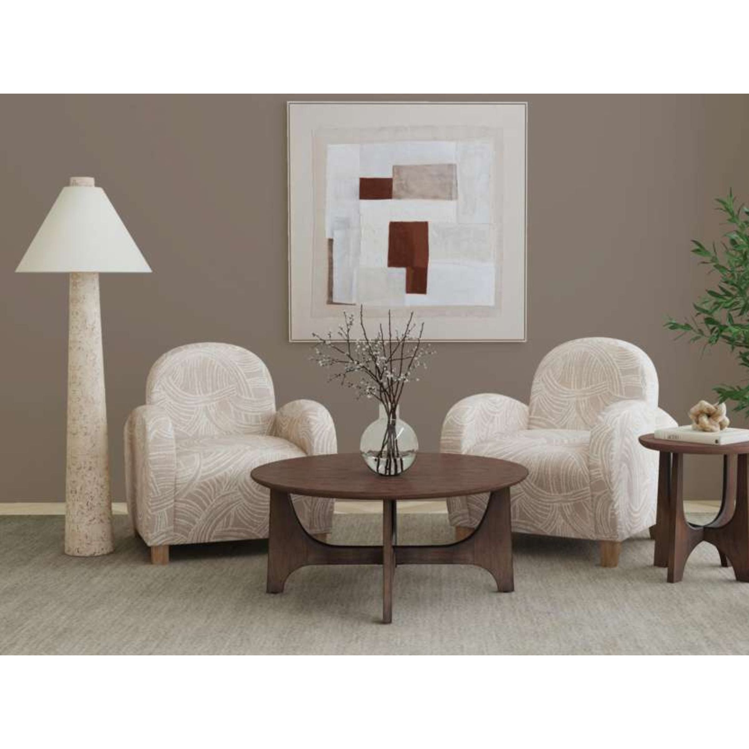 Cream Textured Cone Floor Lamp 63"H