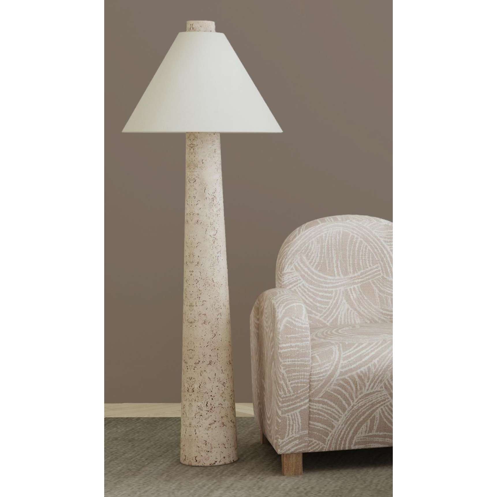 Cream Textured Cone Floor Lamp 63"H