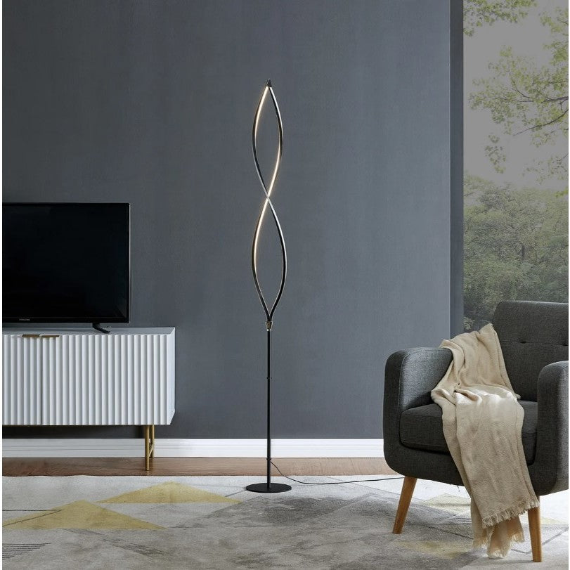 Chrome and Black LED Floor Lamp 70"H
