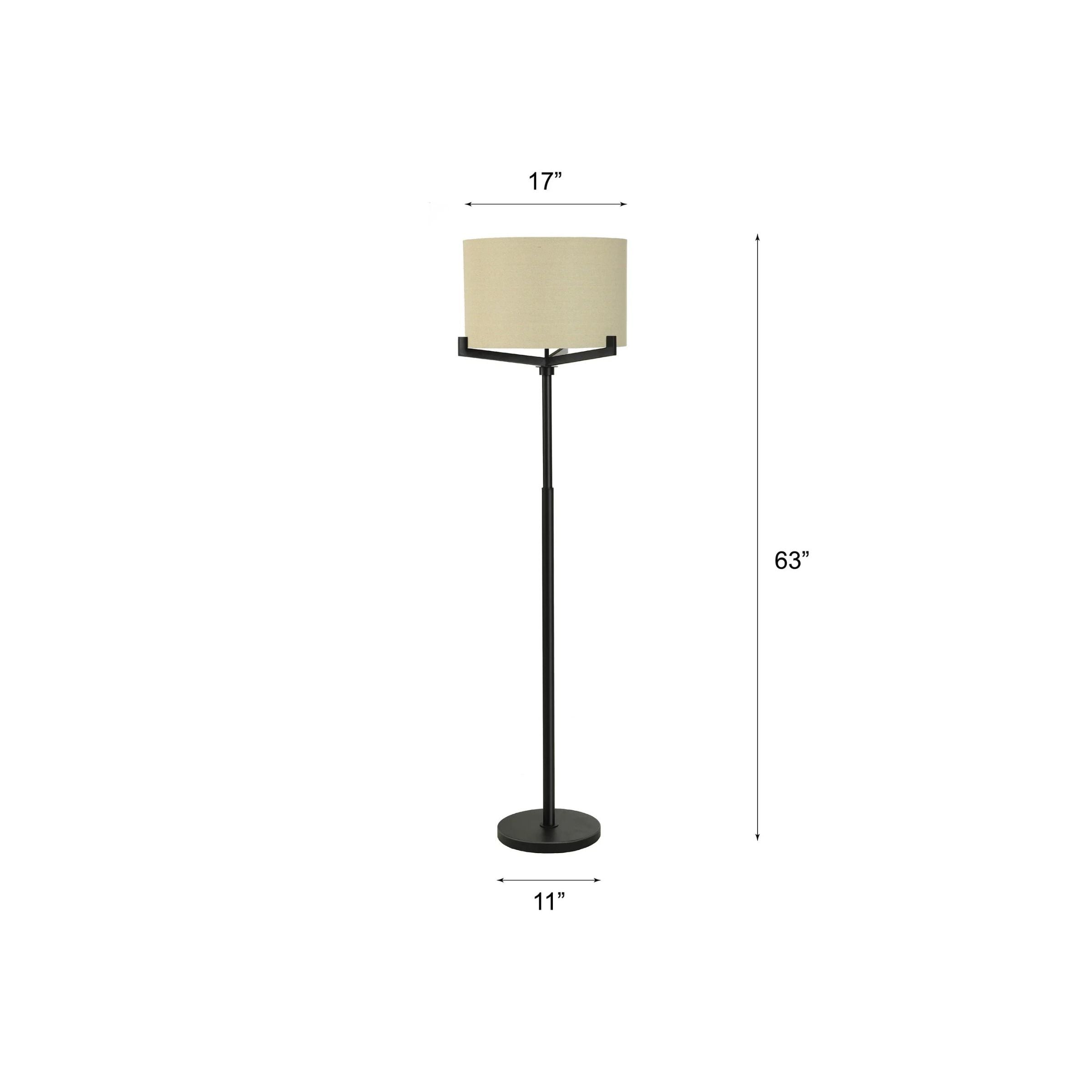 Brushed Black Metal Floor Lamp 63"H