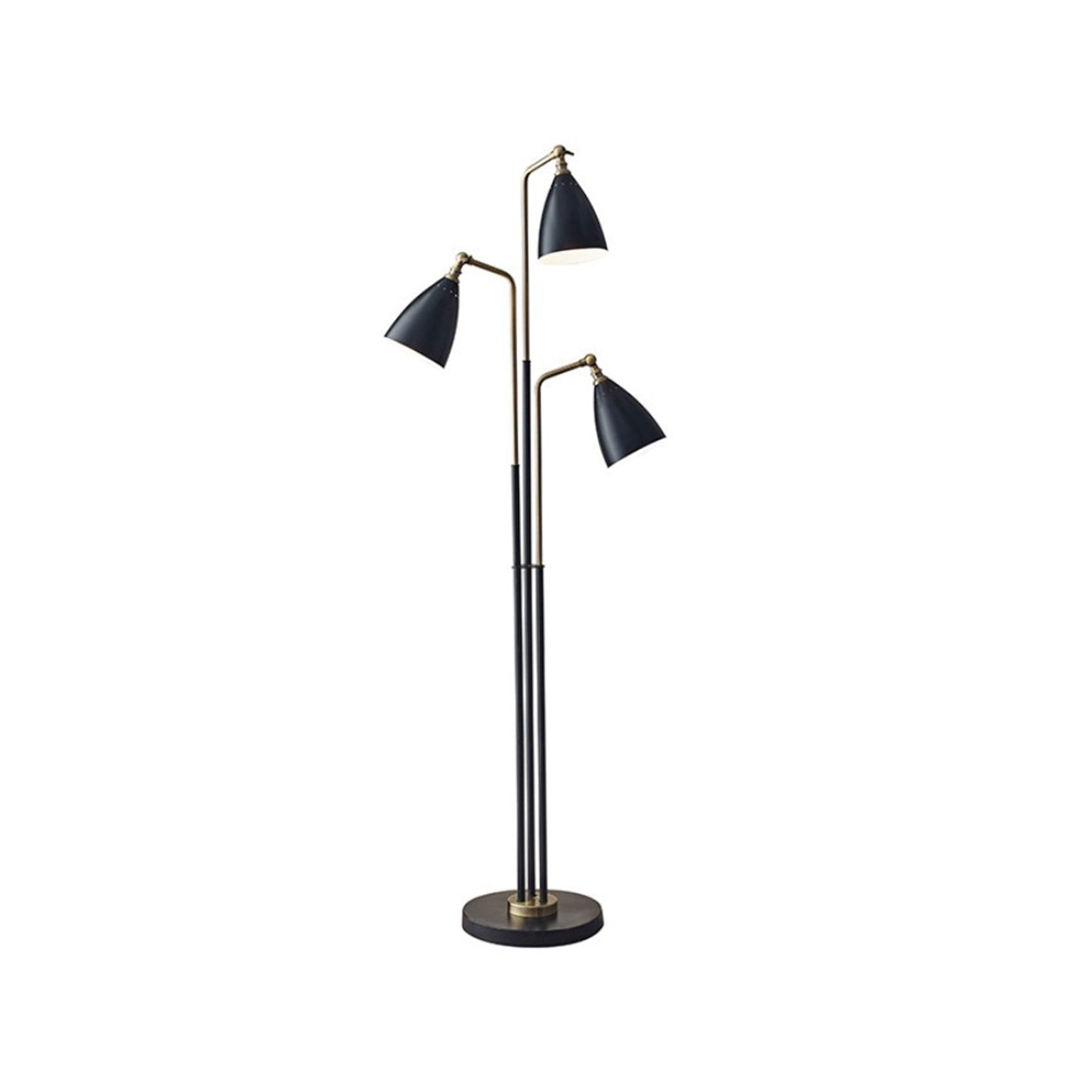 3-Lite Black Metal Floor Lamp 62"H