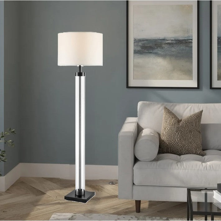 Black and Glass Floor Lamp 60"H