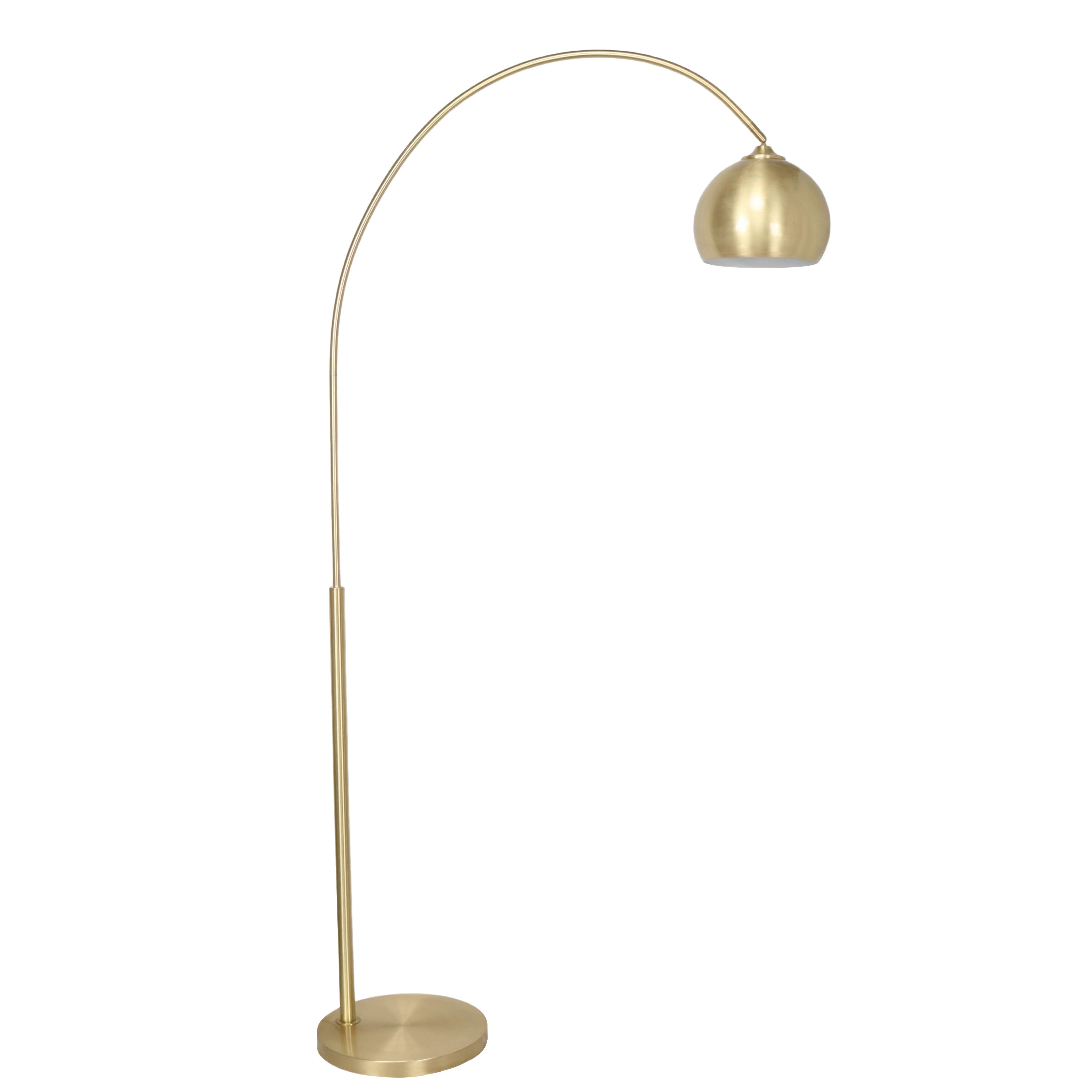 Brass Metal Single Floor Arc Lamp 73"H