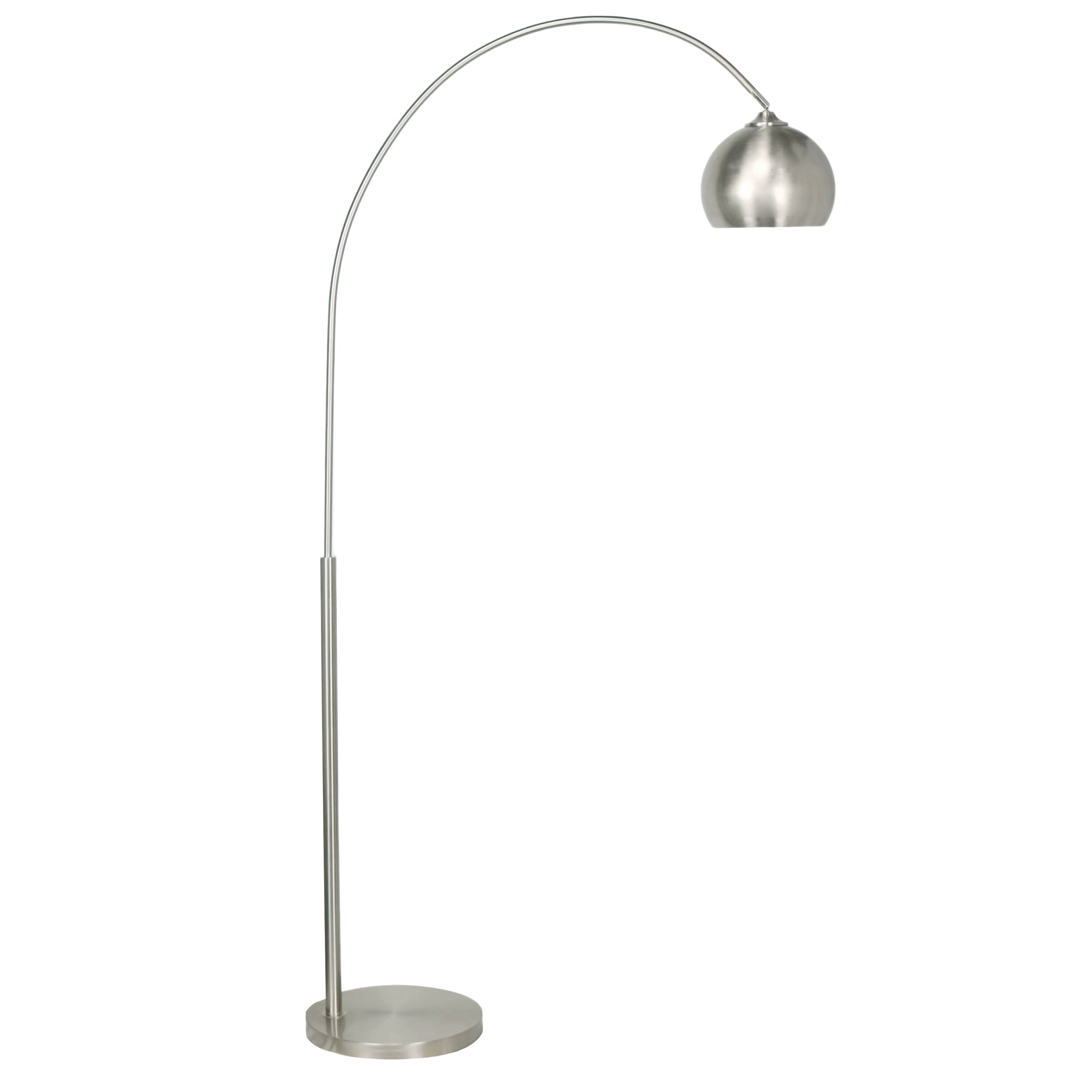 Nickel Metal Single Floor Arc Lamp 73"H
