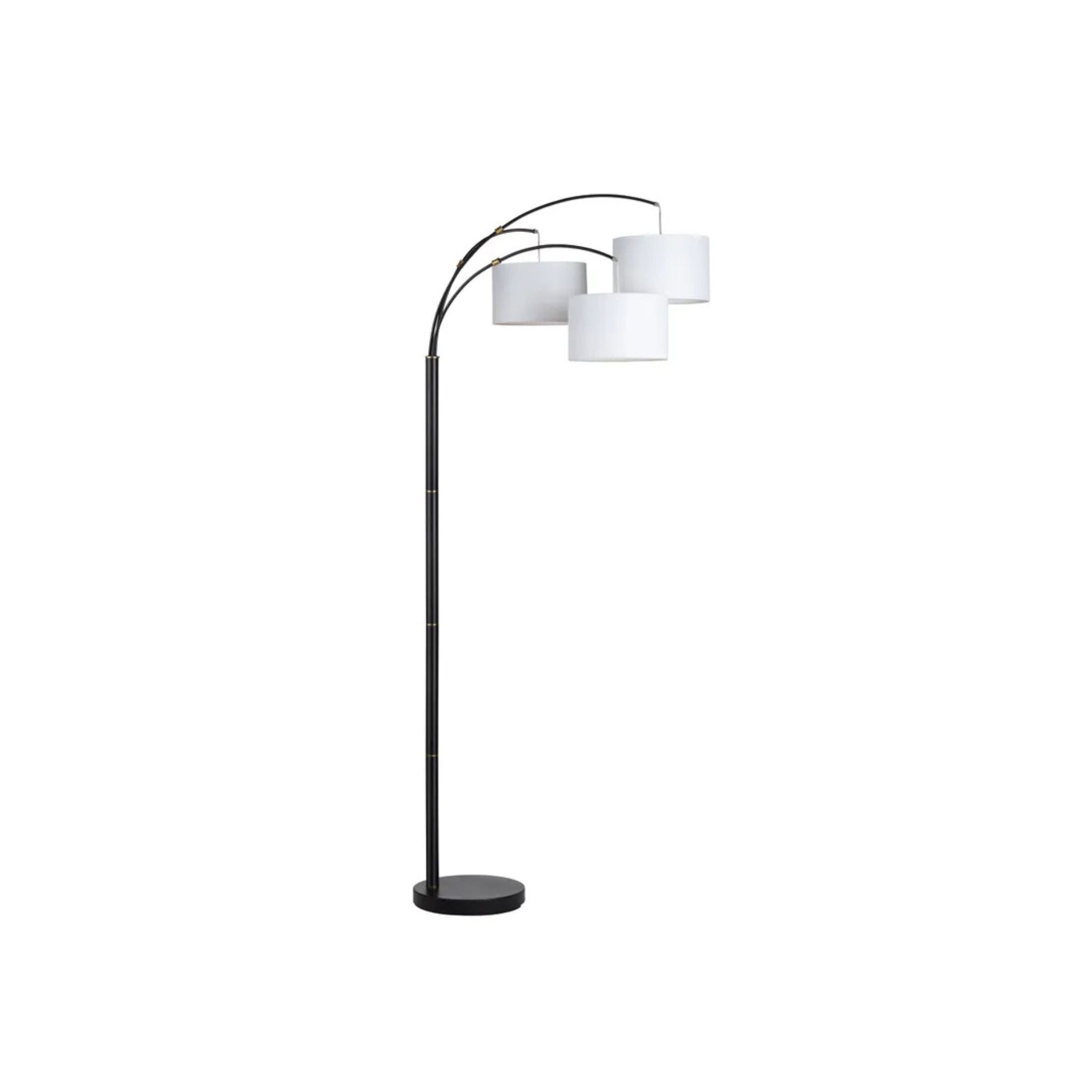 Black 3-Light Metal Arc Floor Lamp 82"H