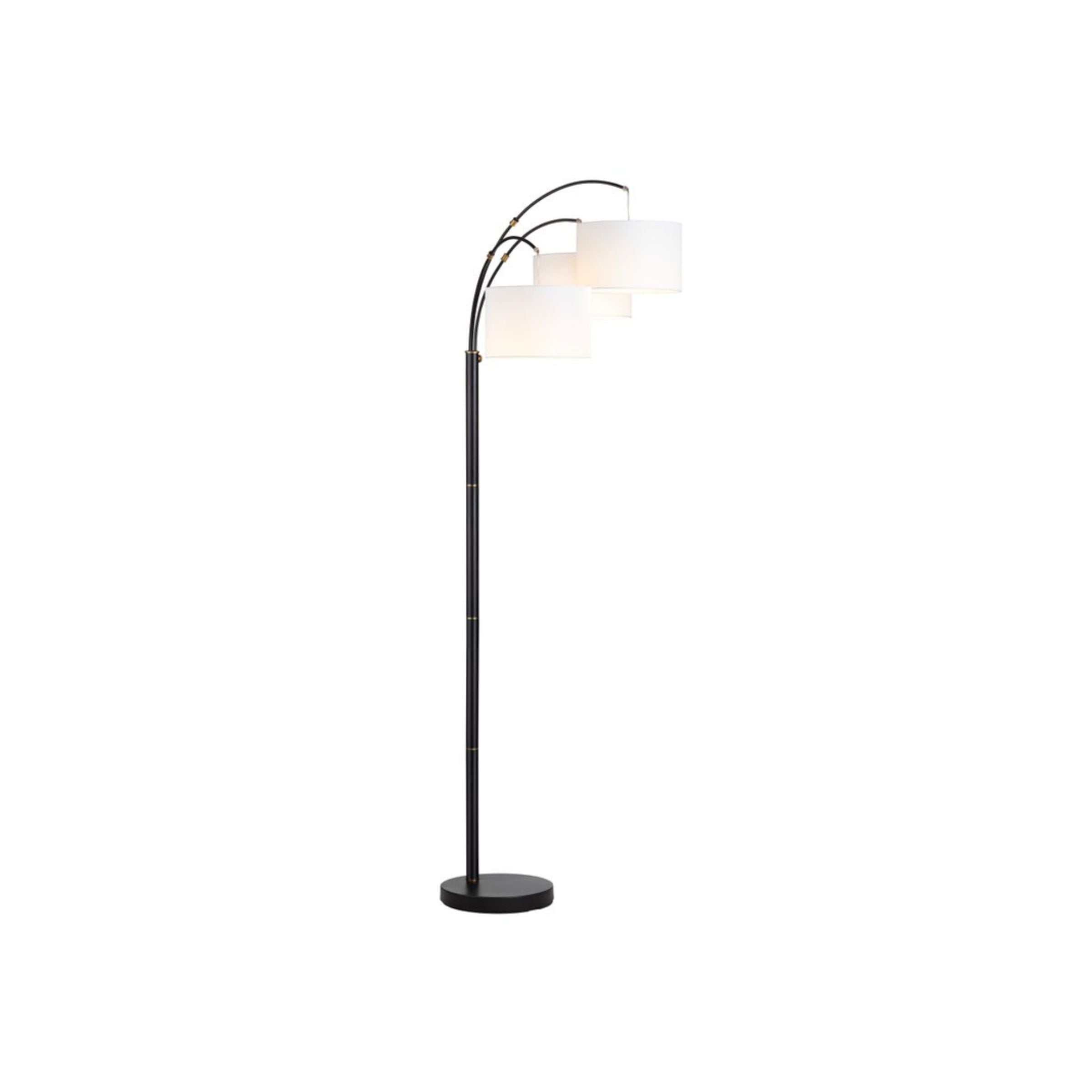Black 3-Light Metal Arc Floor Lamp 82"H