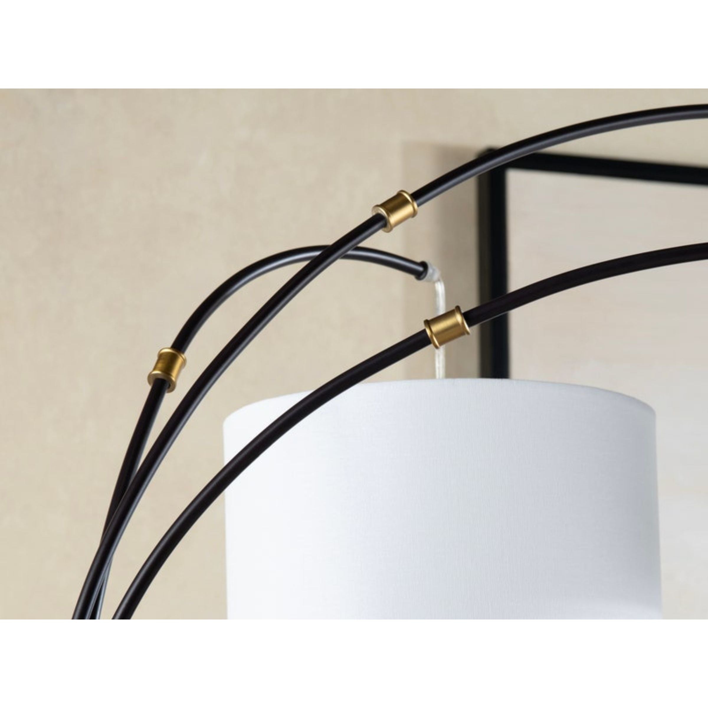 Black 3-Light Metal Arc Floor Lamp 82"H