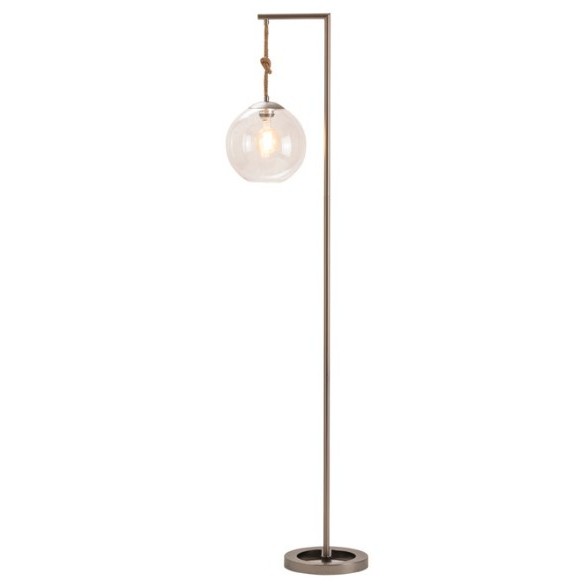 Gunmetal and Rope Glass Shade Floor Lamp 66"H