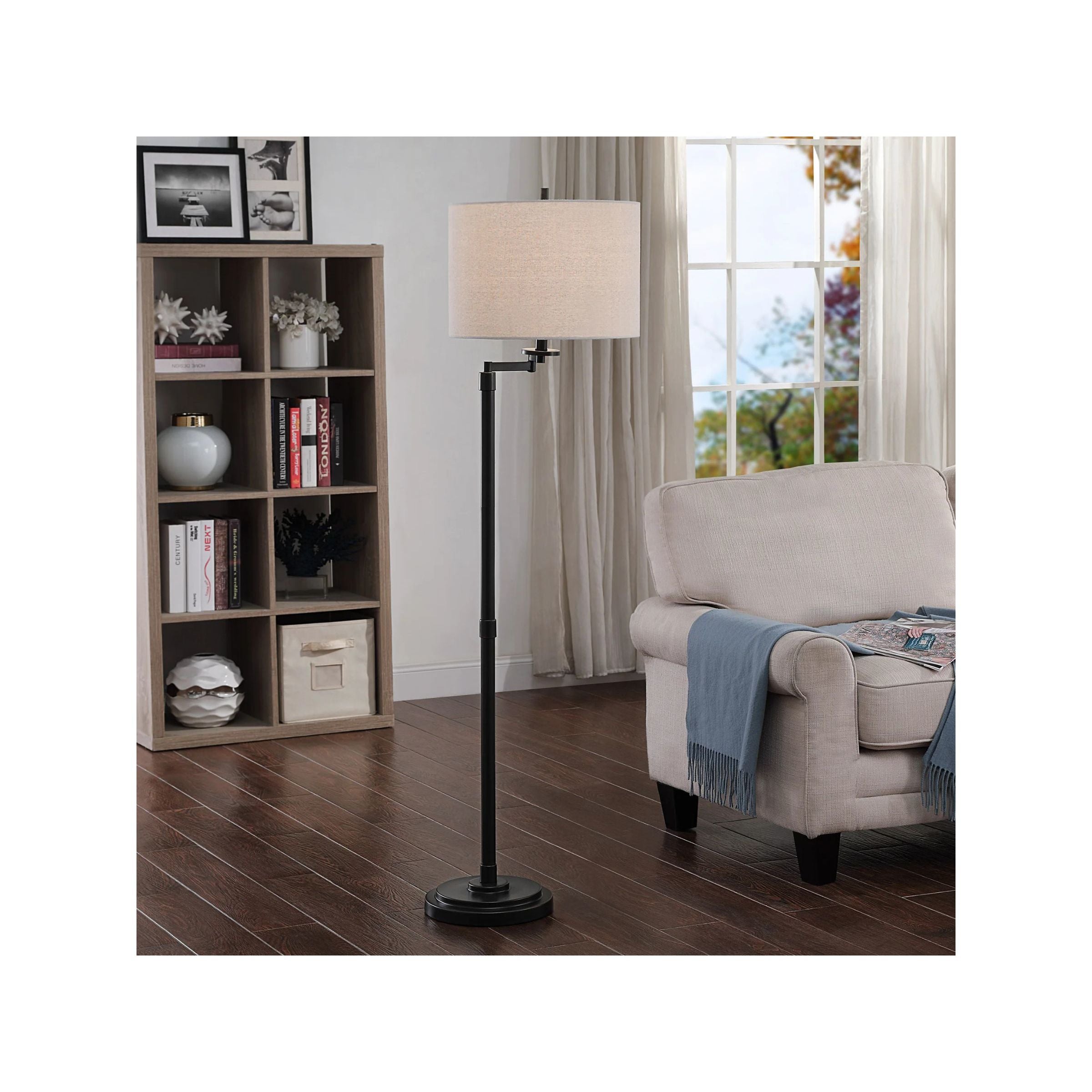 Bronze Swing Arm Floor Lamp 61"H
