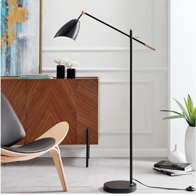 Black Metal Adjustable Floor Lamp 57.5"H