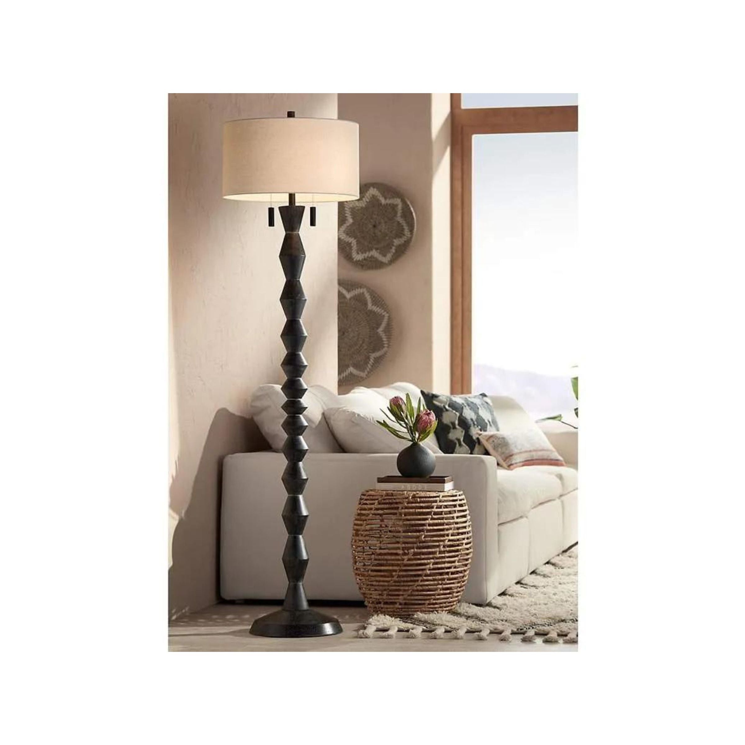 Black Wash Floor Lamp 75"H