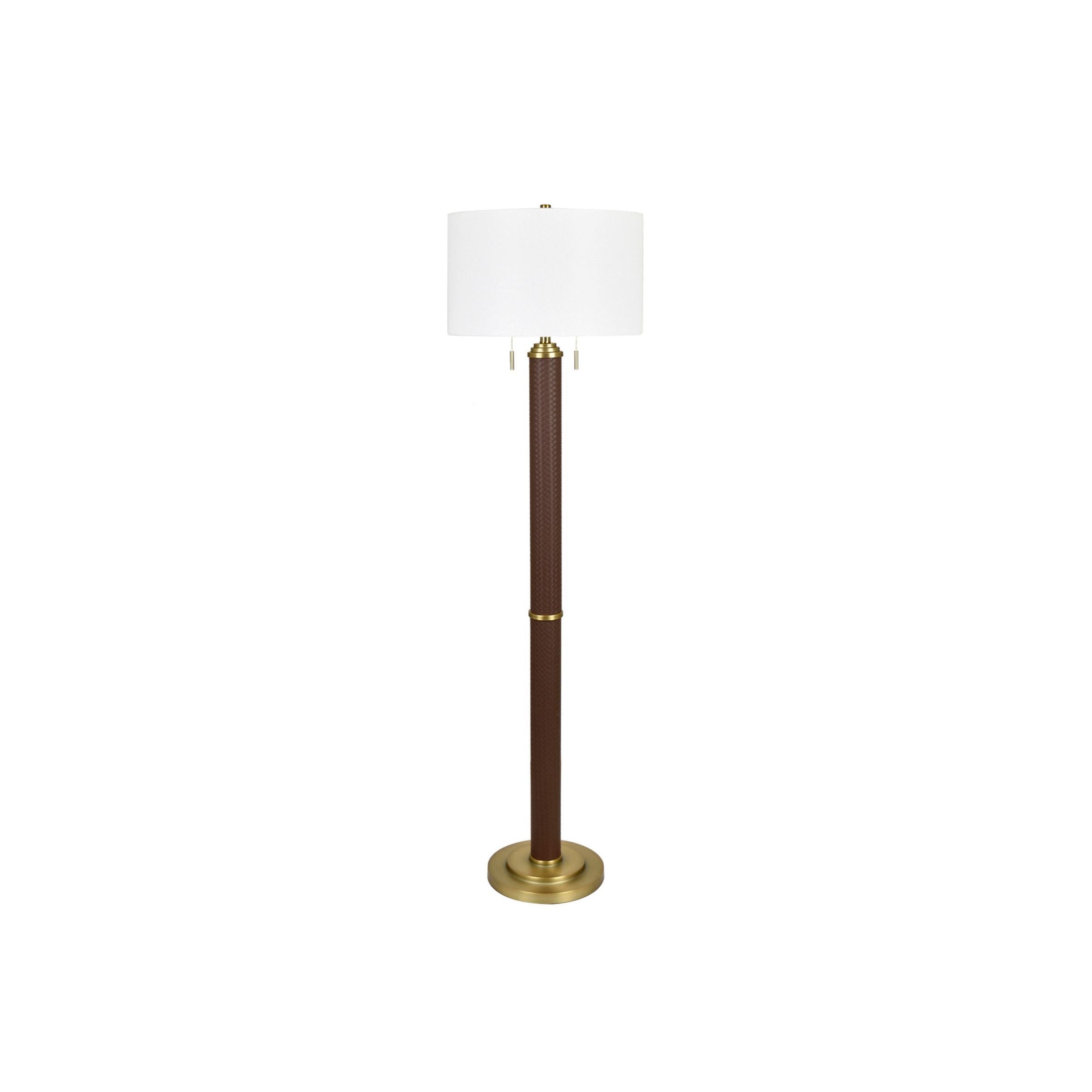 Brown Leather Column Floor Lamp 67.5"H