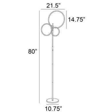 Black Tri Circle LED Floor Lamp 80"H