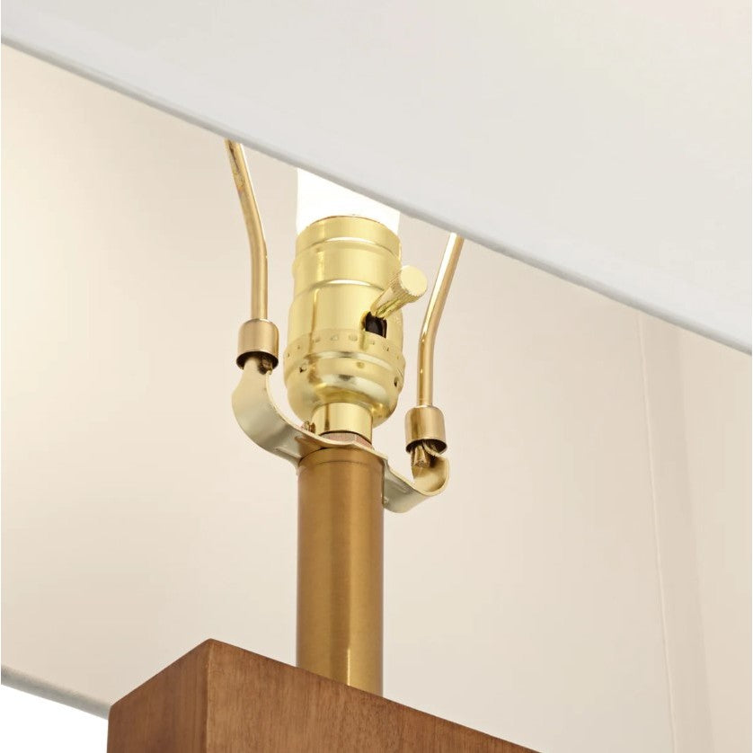 Wood and Brass Column Floor Lamp 65"H