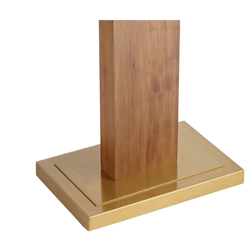 Wood and Brass Column Floor Lamp 65"H