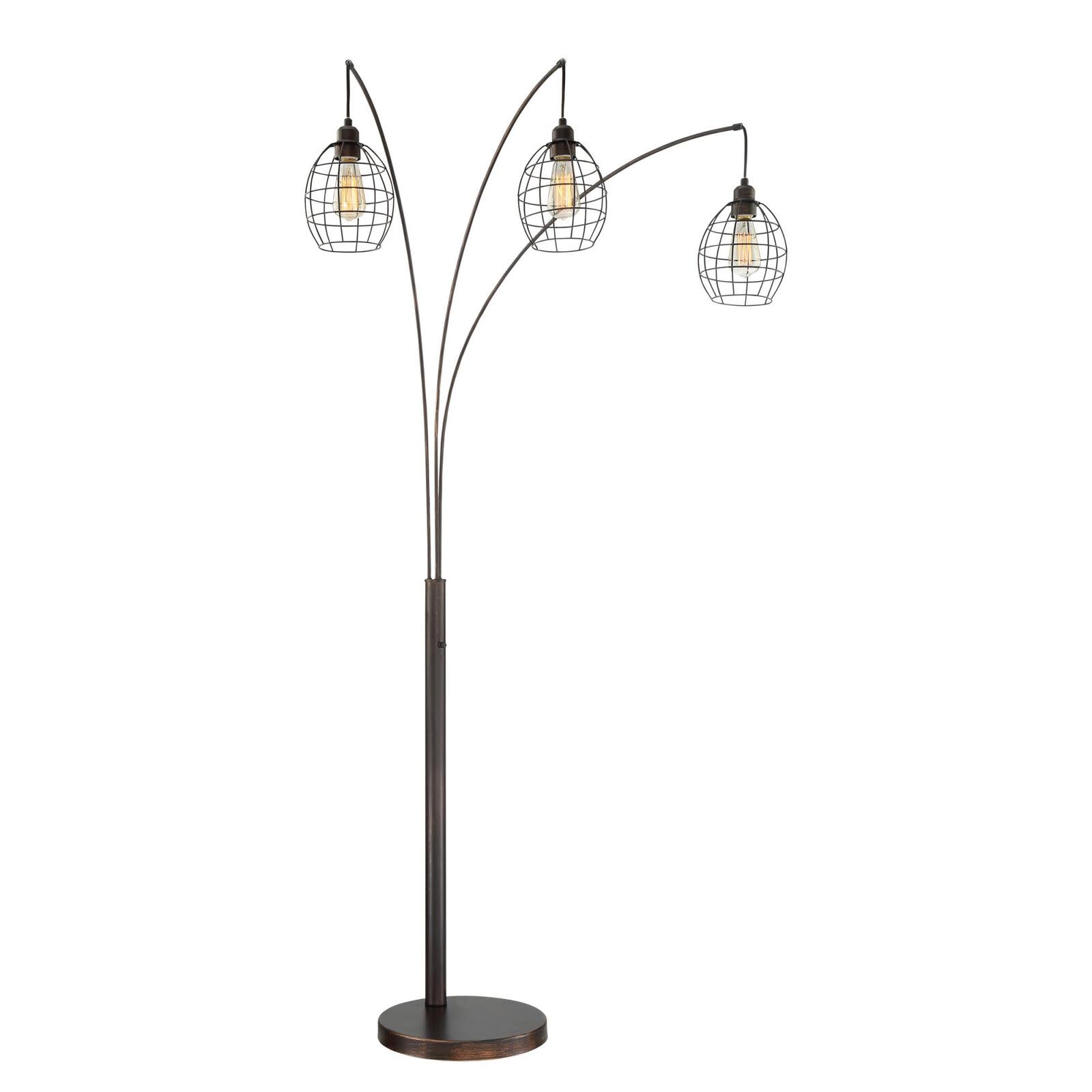 Bronze Caged Shade Arc Lamp Bulbs Included 87.25"H