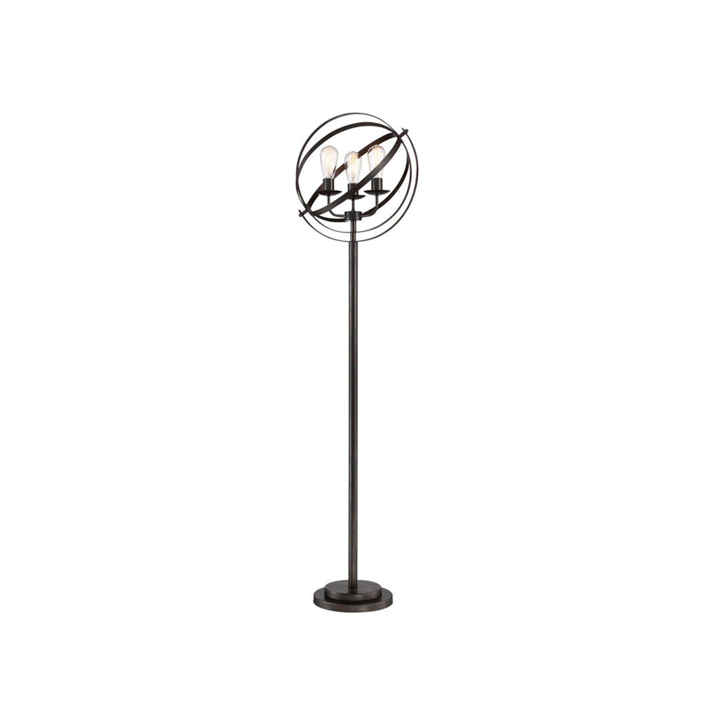 Black Metal Orb Shade Floor Lamp with Vintage Bulbs 66"H