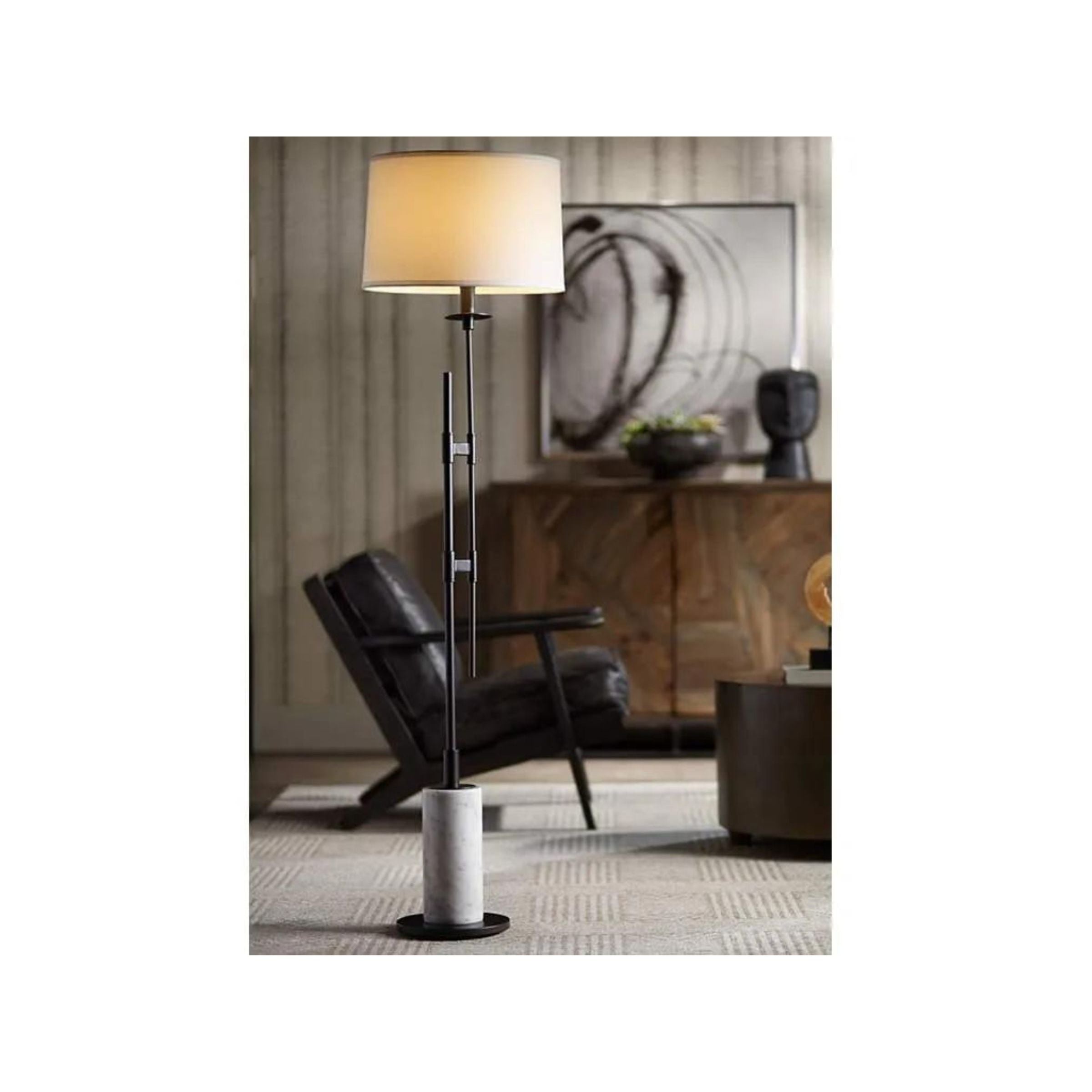 Metal and Marble Floor Lamp 65"H